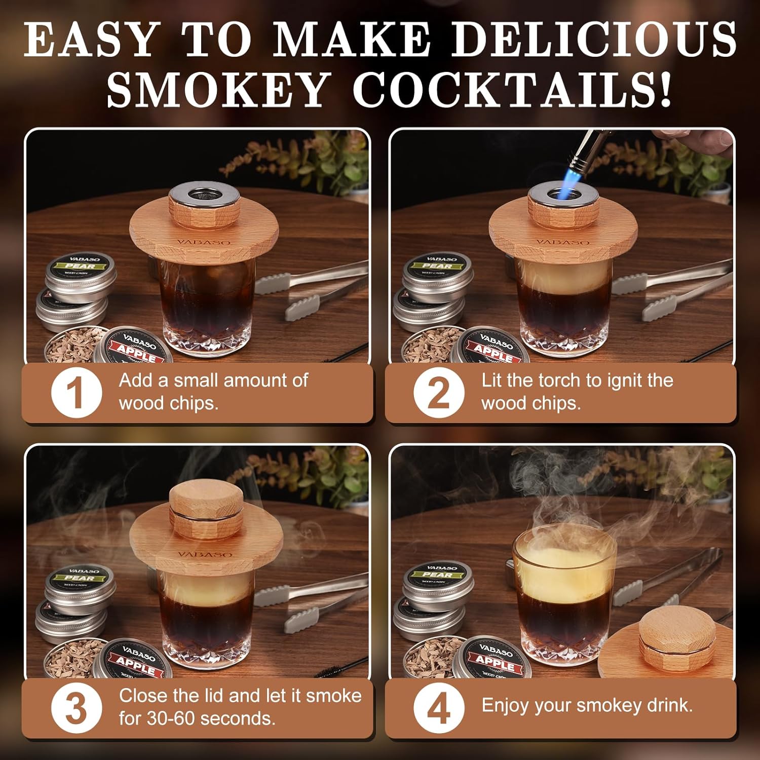 18PCS Whiskey Smoker Kit with Torch - 6 Flavors of Wood Chips, 2 Glasses, Ice Molds - Cocktail Smoker Kit, Old Fashioned Smoker Kit, Birthday Bourbon Whiskey Gifts for Men, Dad, Husband
