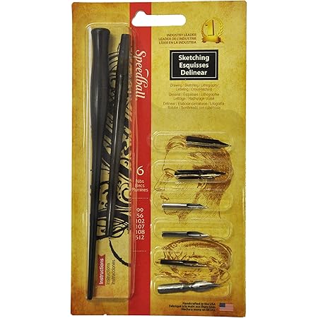 Speedball Sketching Pen Set - 2 Penholders w/ 6 Pen Tips