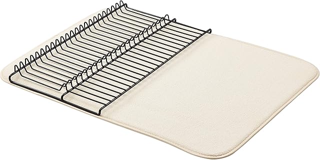 Amazon Basics Large Drying Rack - 18"x24" - Linen/Black, With 2 Mats