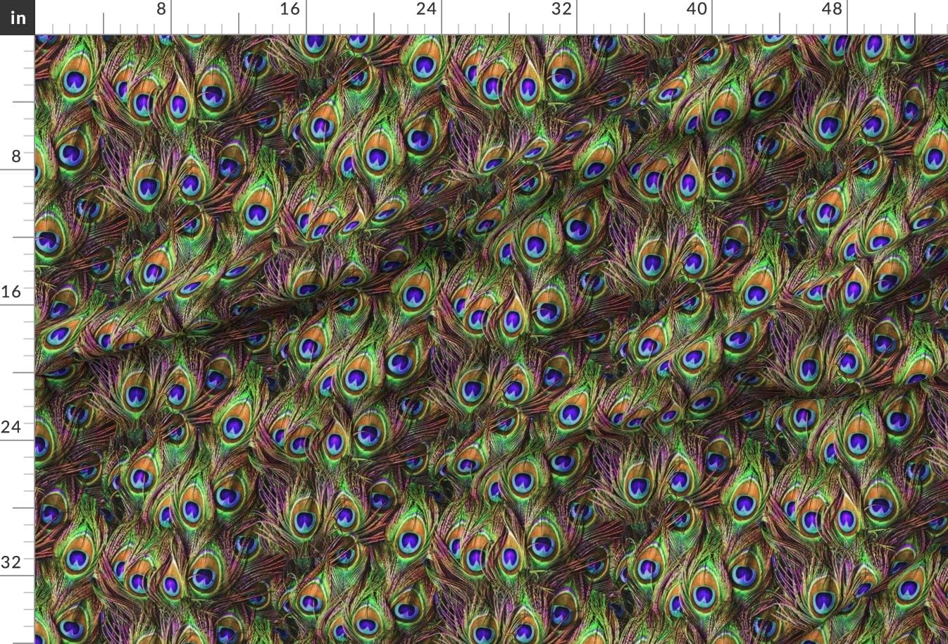 Spoonflower Fabric - Peacock Feathers Wave Feather Colorful Printed on Minky Fabric by The Yard - Sewing Baby Blankets Quilt Backing Plush