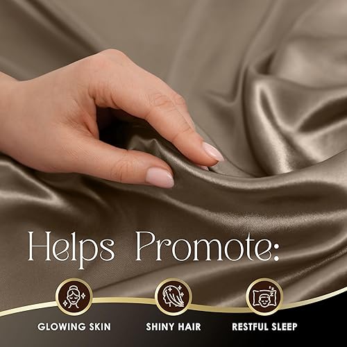 Miniatura 7 de Martex Juego de sábanas de 4 piezas tamaño King de lujo de calidad hotelera Elegance - Satén champagne, sedoso y suave, excelente para el cabello y