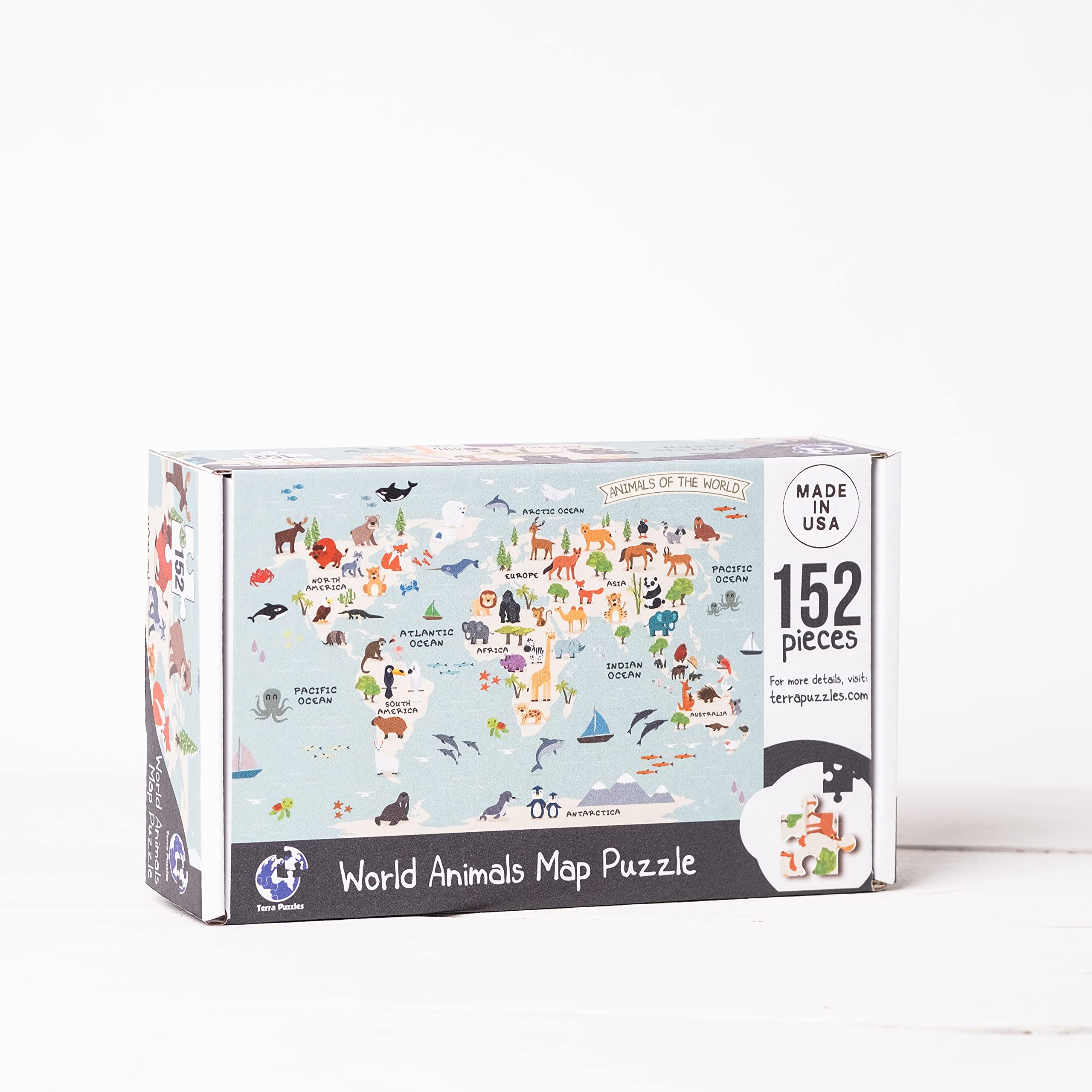 World Illustrated Map Wooden Jigsaw Puzzle For Children And Adults - 152- Piece