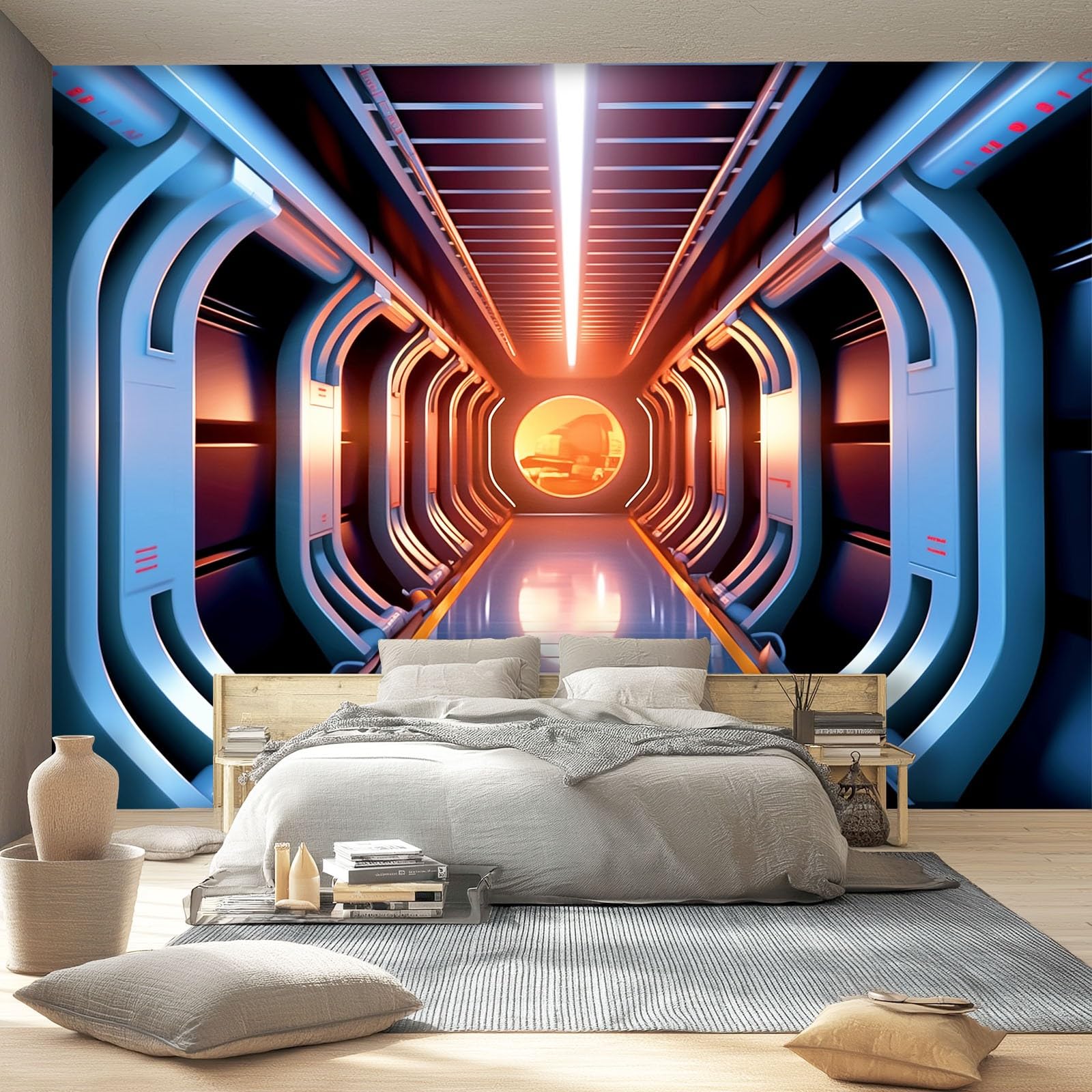 Tapeta 3D korytarz statek kosmiczny, galaktyka duży motyw włókniny tapety-350 x 256 cm 3D fototapeta plakat dekoracja sypialni salonu biura