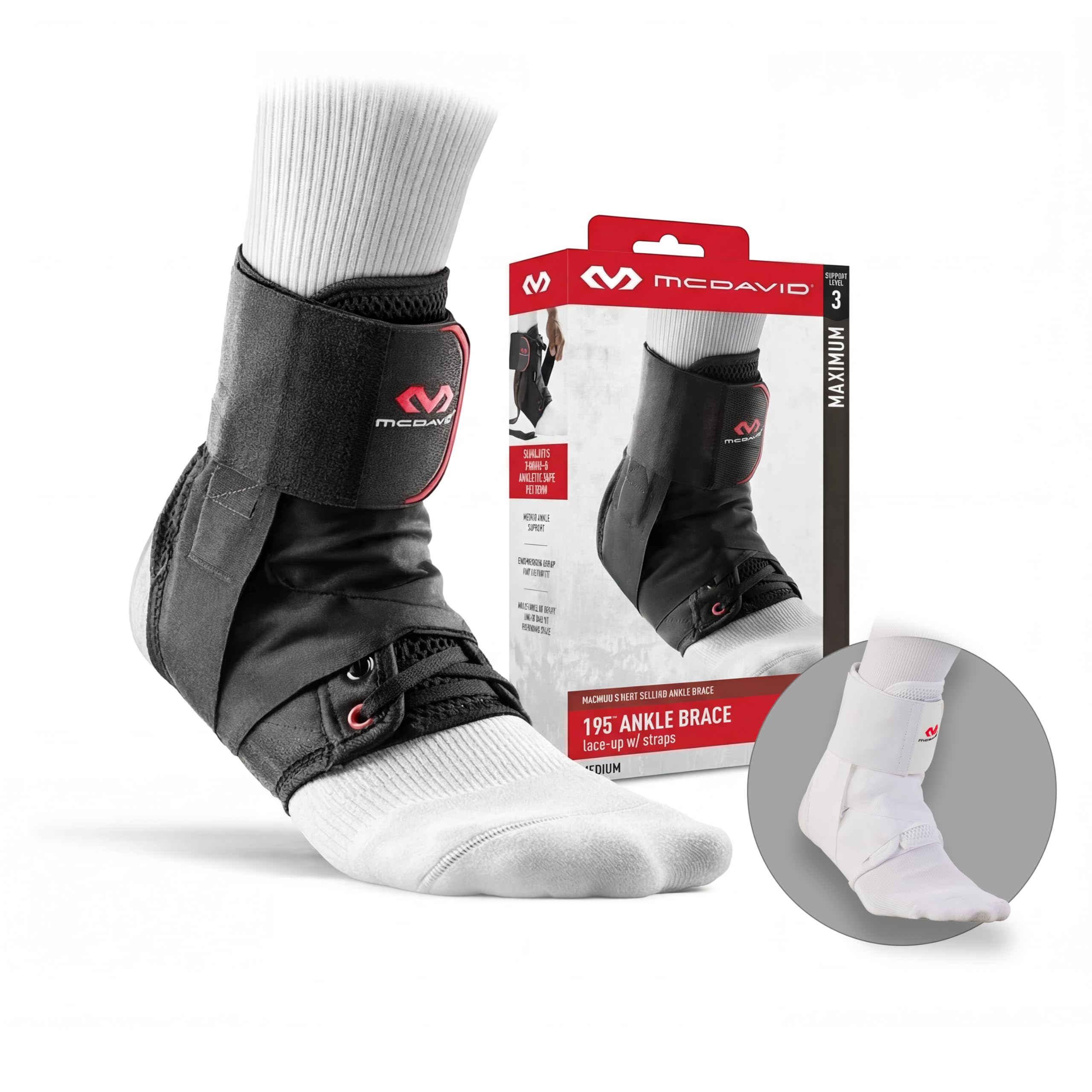 Mcdavid Poly Vinyl 195 Deluxe Ankle Brace with Strap - XL