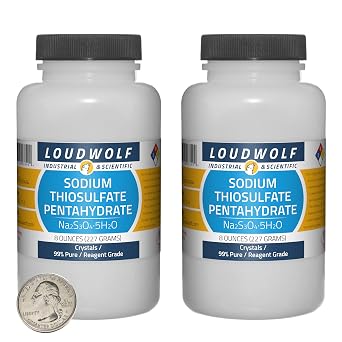 Sodium Thiosulfate Pentahydrate / 1 Pound / 2 Bottles / 99% Pure Reagent Grade/Crystals