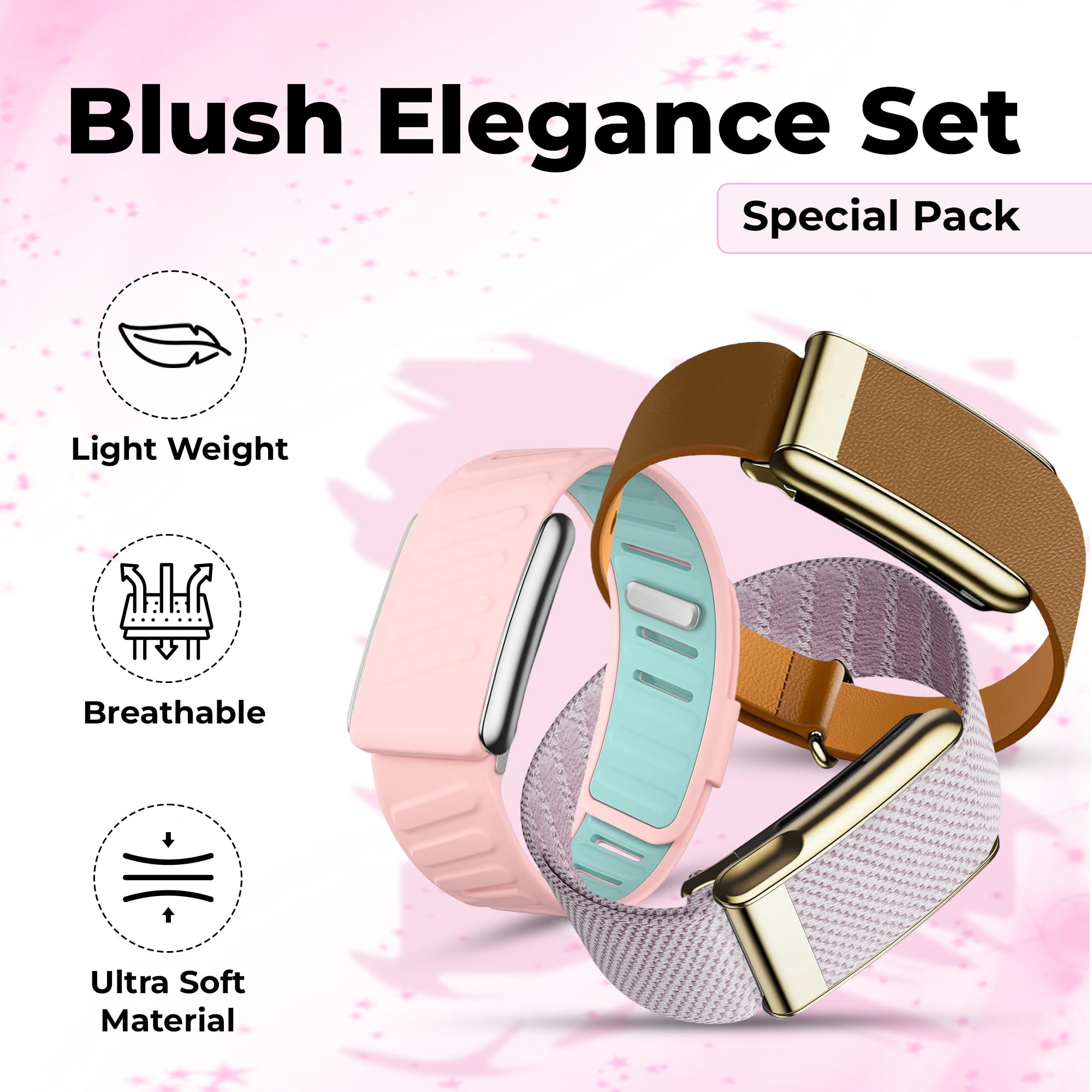 DADO Lot de 3 bracelets WHOOP 5.0 pour femme – Sangles de poignet élégantes, flexibles et confortables tout au long de la journée avec curseur réglable en acier inoxydable – Conçu pour un usage