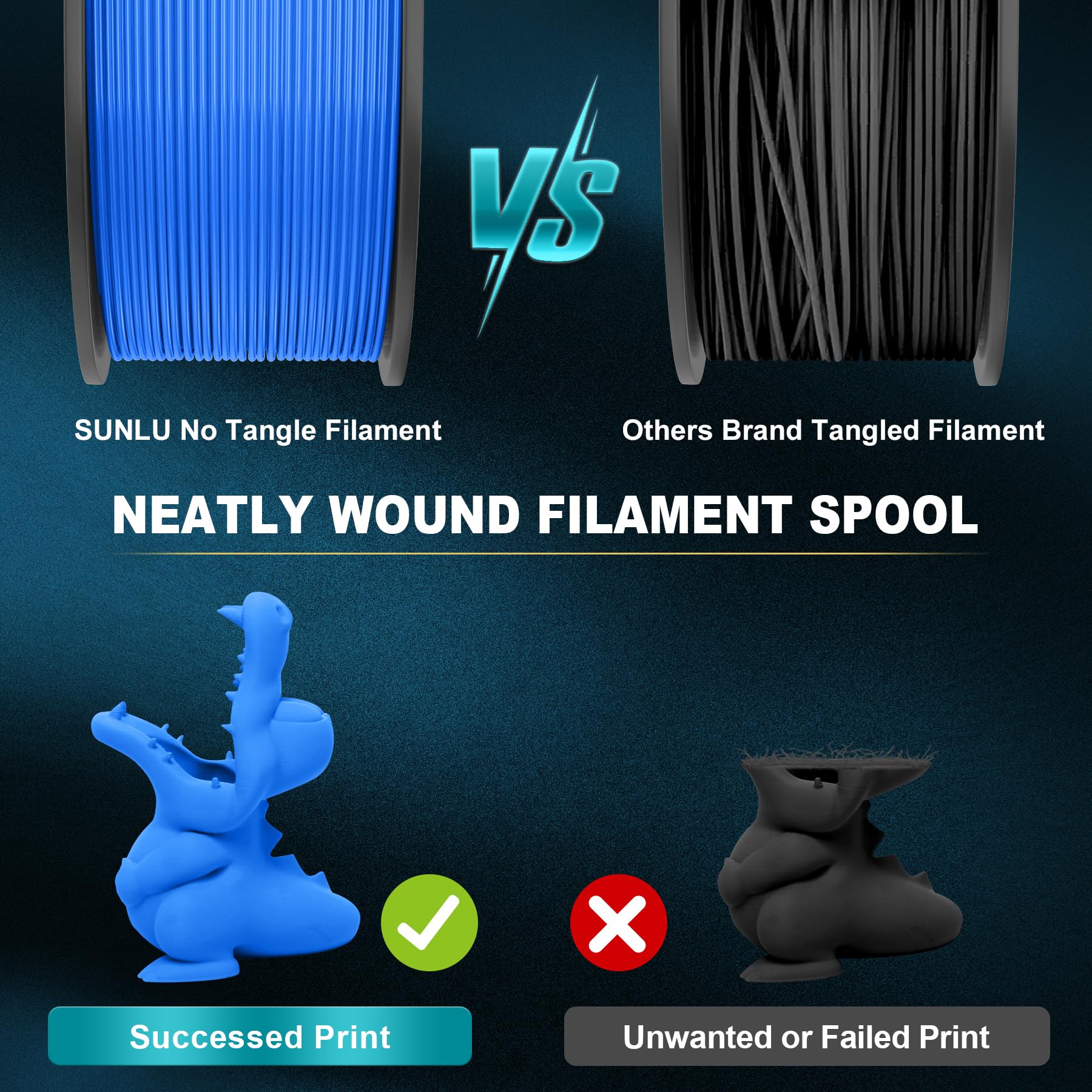 SUNLU 3D Printer Filament Matte PLA Filament, Neatly Wound Matte PLA Filament 1.75mm ± 0.02mm, Fit Most FDM 3D Printers, Good Vacuum Packaging 3D Printing Filament, 1kg Spool (2.2lbs), Matte Orange
