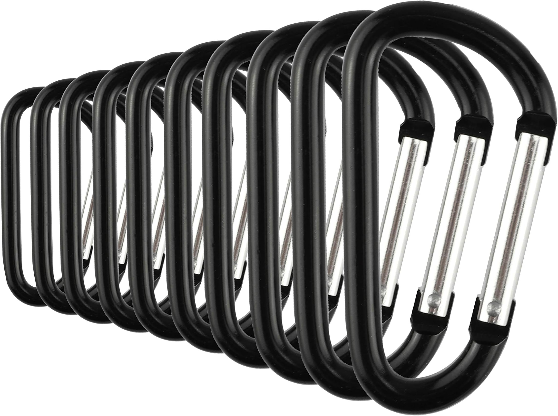 Temlum 10 Pcs Carabiner Clips 3.8/4.8/5.8/6/7cm D-Ring Keyring Clip Small Snap Hook Aluminum Carabiner Clip for Keys, Backpack, Dog Leash, Fishing, Camping