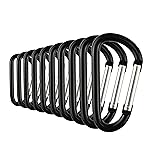 SWATOM Aluminum Carabiner Clip Snap Hook Keyring 1.5/1.9/2.2/2.4/2.8 Inch Carabiners Keychains Black(10P/20P)
