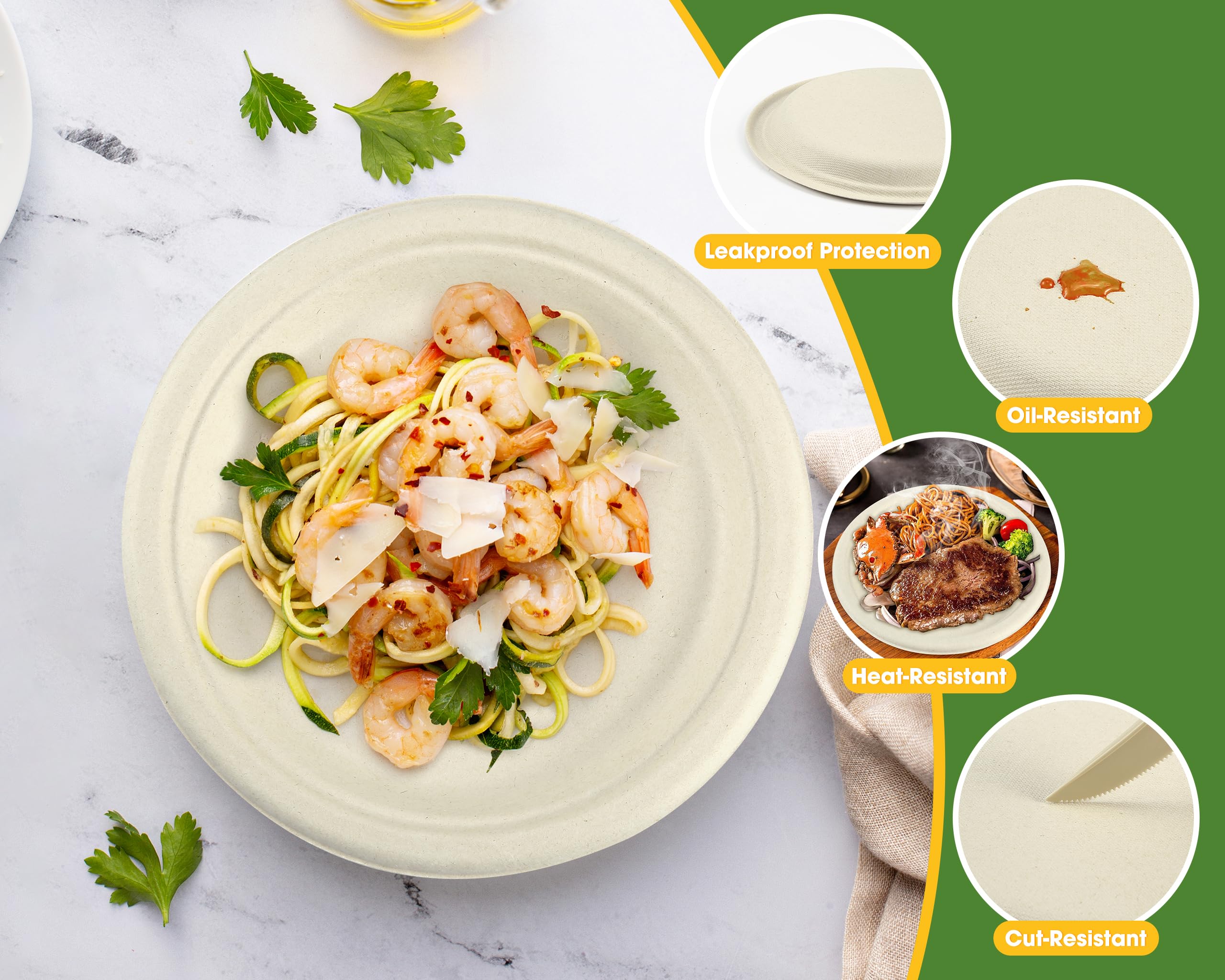 Eco-Friendly Disposable Plates - 300 Pack -5