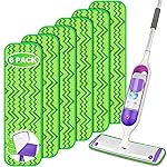 6 Pack Reusable Mop Pads Compatible with Swiffer PowerMop - Enspoway Microfiber Washable Mopping Pad Refills for 13 14 15 Mop Multi-Surface Wood Floor Cleaning - Green