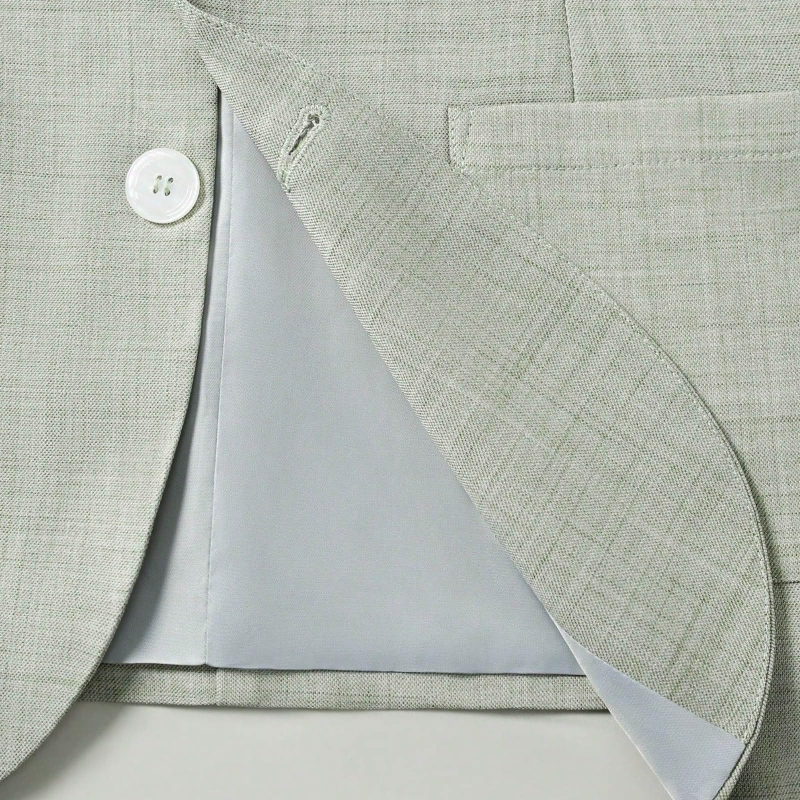 Ensemble de Costume Décontracté 2 Pièces en Lin pour Homme Blazer à Un Bouton, Veste et Pantalon pour Bal de Fin D'Année, Fête de Mariage Elégante et Confortable et Pantalon