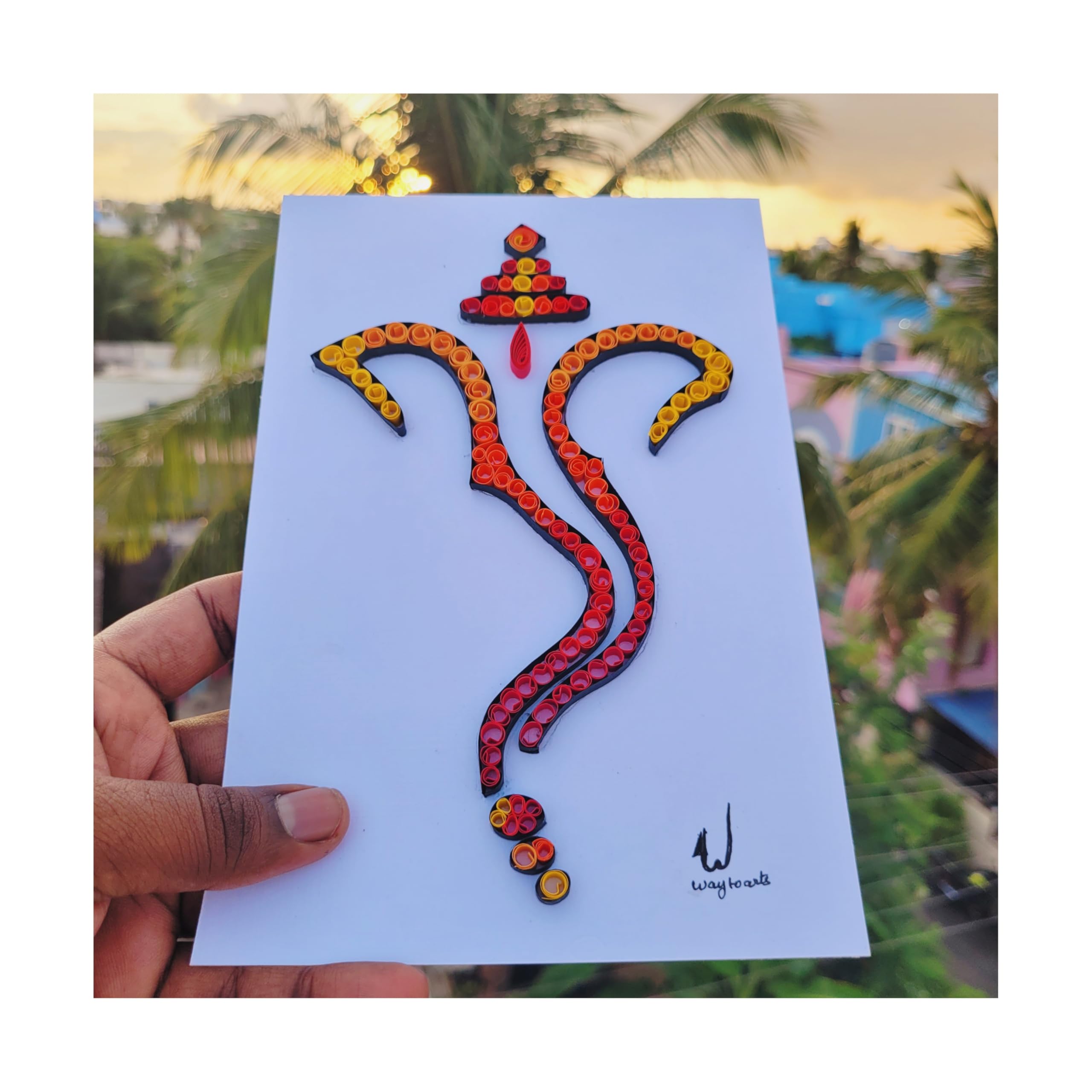 Decorative Quilling Art,Wall Decor, Handmade Gift, Quilling Craft, Paper Craft, Handcrafted Gift Red and Yellow Swirl Design 1