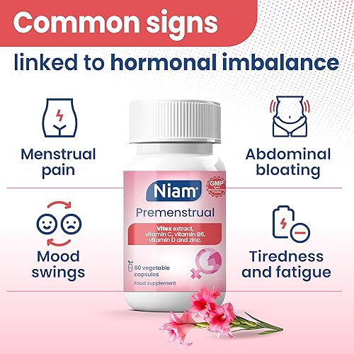 Miniatura 3 de Vitex Agnus Castus 350 mg Alivio del dolor menstrual y calambres PMS Equilibrio hormonal y apoyo del período Casteberry, vitamina B6, D, C y