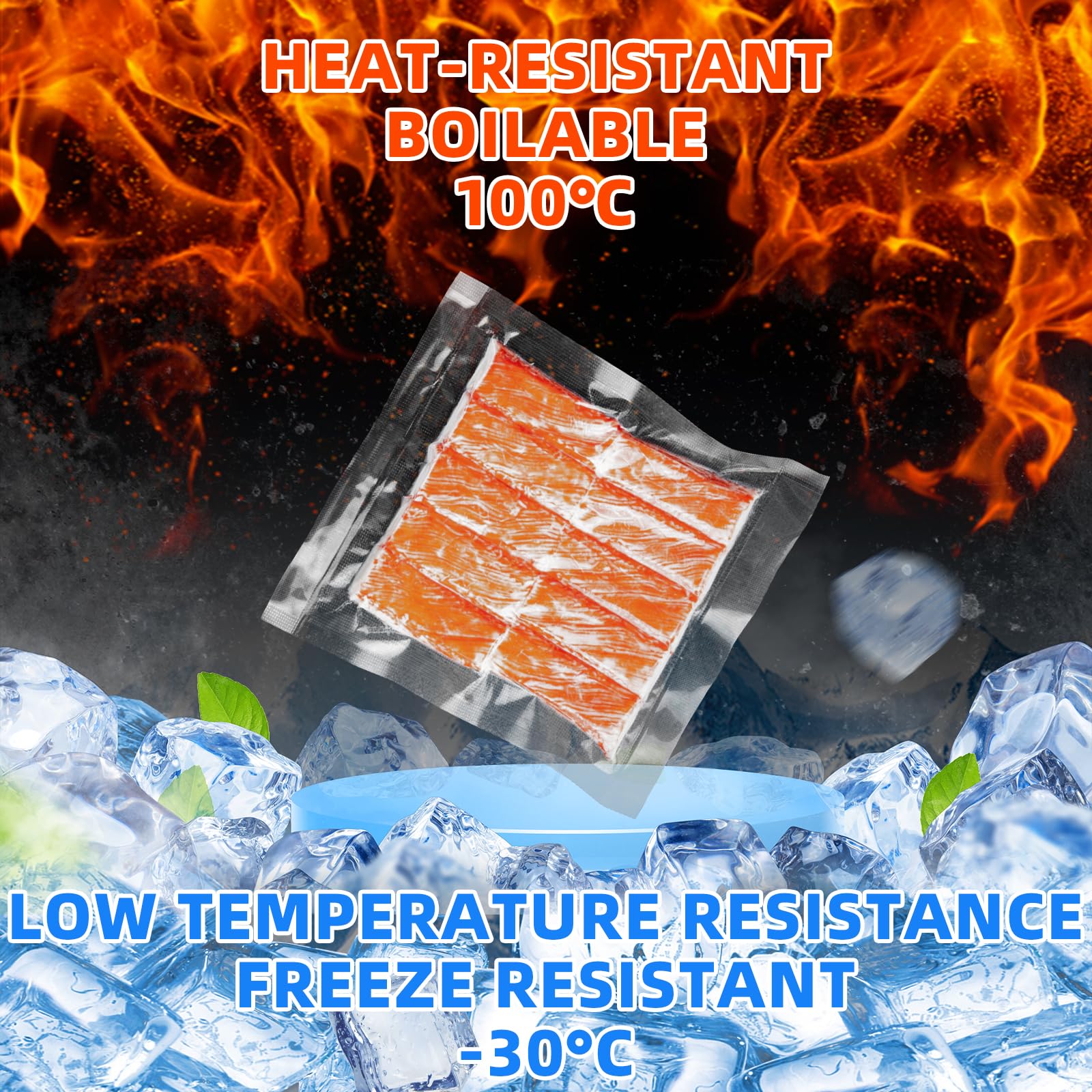 Lot de 100 sacs d'emballage sous vide de qualité commerciale, sans BPA, très résistants, prévention des perforations, parfaits pour le stockage des aliments, la cuisson sous vide (15,2 x 25,4 cm et