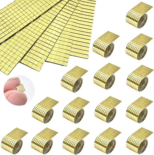 REDODECO 7200 azulejos de mosaico de espejo, bola de discoteca, azulejos de espejo cuadrados autoadhesivos de vidrio para manualidades, 15 hojas