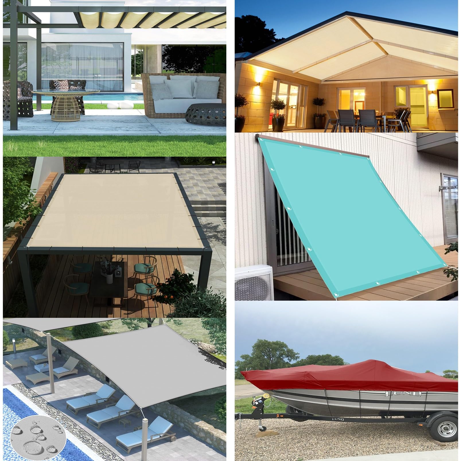 Sonnensegel Quadratisch 3.7 x 4.2 m Wetterbeständig Segel 98% UV Schutz Alle 50cm Eine Edelstahlöse für Außenbereiche wie Garten und Balkone, Anthrazit