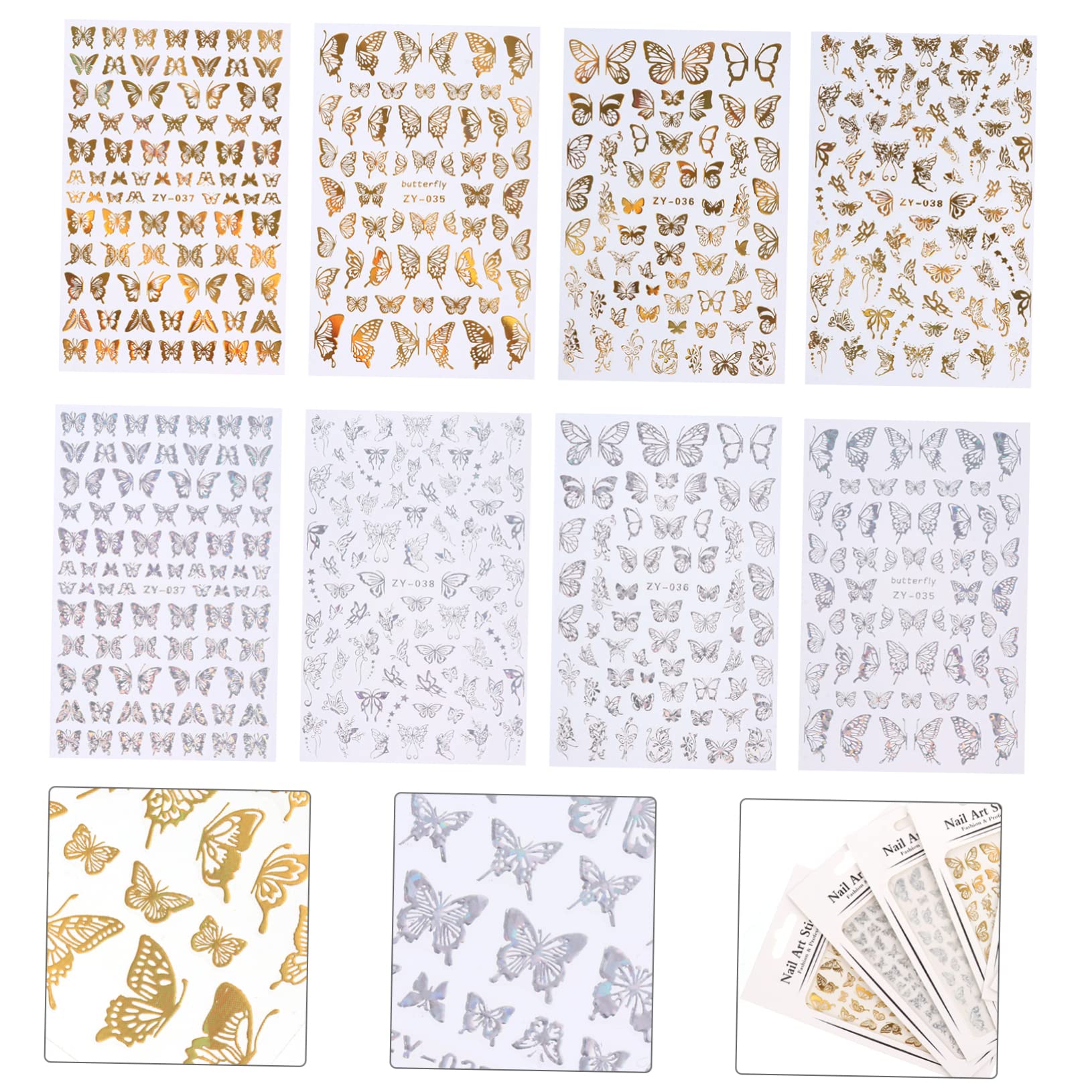 FRCOLOR 24fogli Farfalle Per Unghie Decorazioni Manicure Stile Random Adesivi Nail Art Per e Creativa Per Regali Amiche e
