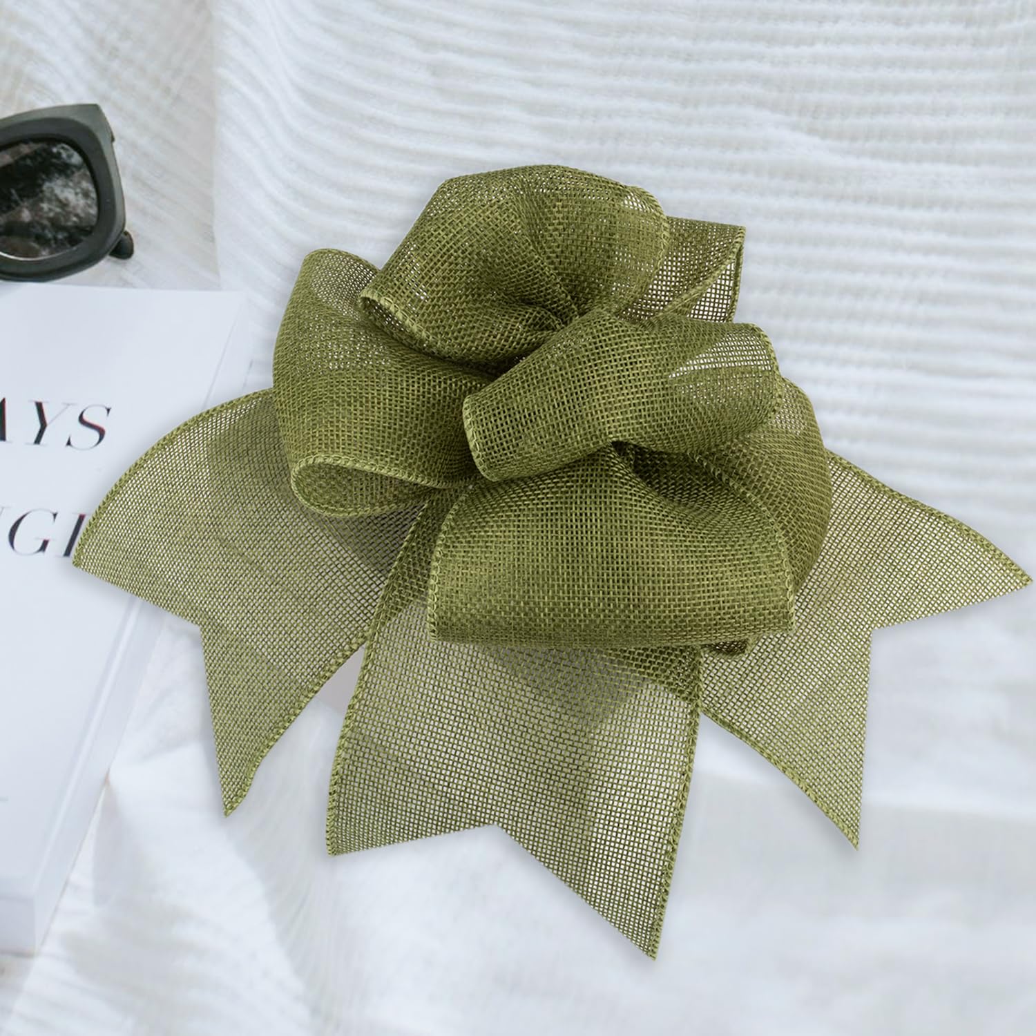 Tekdeere Burlap Ribbon 50mm x 9 Meters, Moss Wired Ribbon for Crafts, Gift Wrapping, Wreaths, Bows, Tree Decoration and Outdoor Decoration - Image 4