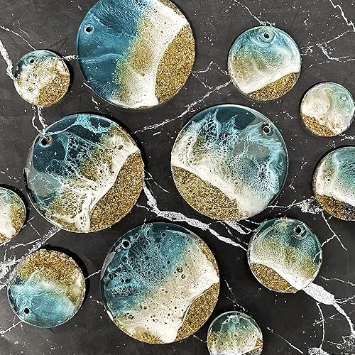 Miniatura 3 de ResinWorld Juego de moldes de 25 cavidades de círculo plano brillante grande + mediano + pequeño de silicona, molde de pendientes redondo perforado,