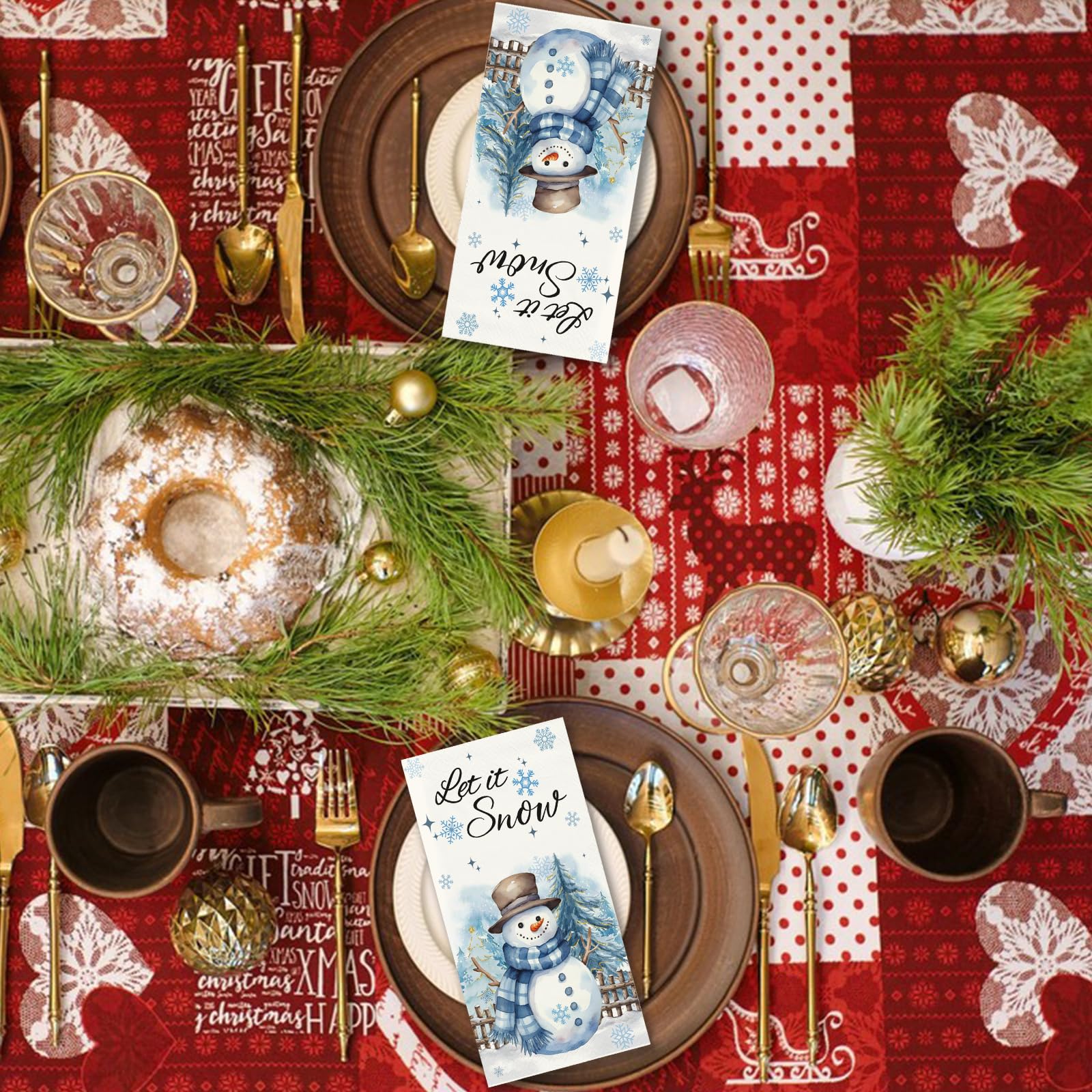 50 servilletas de Navidad para invitados de 2 capas, toallas de mano decorativas de papel para baño, cocina, muñeco de nieve, servilletas de mano desechables para invierno, Navidad, fiestas, baby