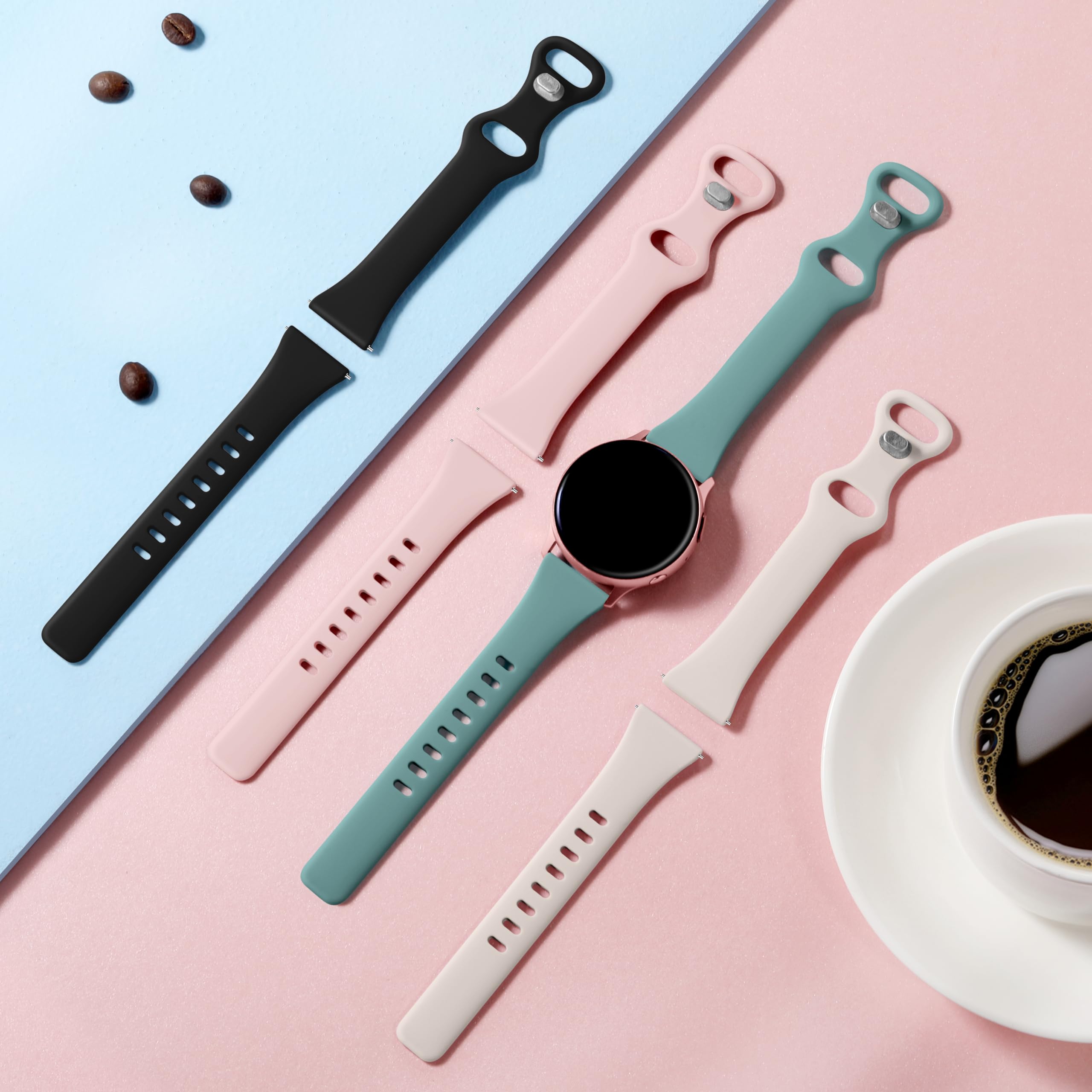 GEAK Slim Strap Compatible with Samsung Galaxy Watch 7 6 5 4 Band 44mm 40mm/Watch 5 Pro 45mm/Galaxy Watch 4 Classic 46mm 42mm Band,20mm Soft Sport Replacement Bands Compatible for Galaxy Watch Band