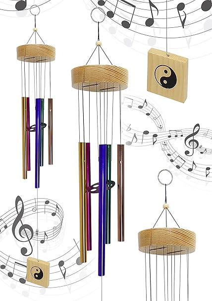 Plus Value Wind Chime for Home Decoration Positive Energy Windchimes Balcony Garden Bedroom Decor Good Sound (Metal 5 Color Pipes)