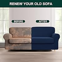 Vista 127 de CHUN YI - Funda elástica para sofá (7 piezas), funda para sofá de 3 plazas con tres respaldos y cojines separados con banda elástica, tela jacquard