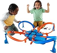 Hot Wheels Criss-Cross Crash Track Set with Motorized Booster, 4 Intersecting Crash Zones & 1:64 Toy Car - Epic Racing Fun