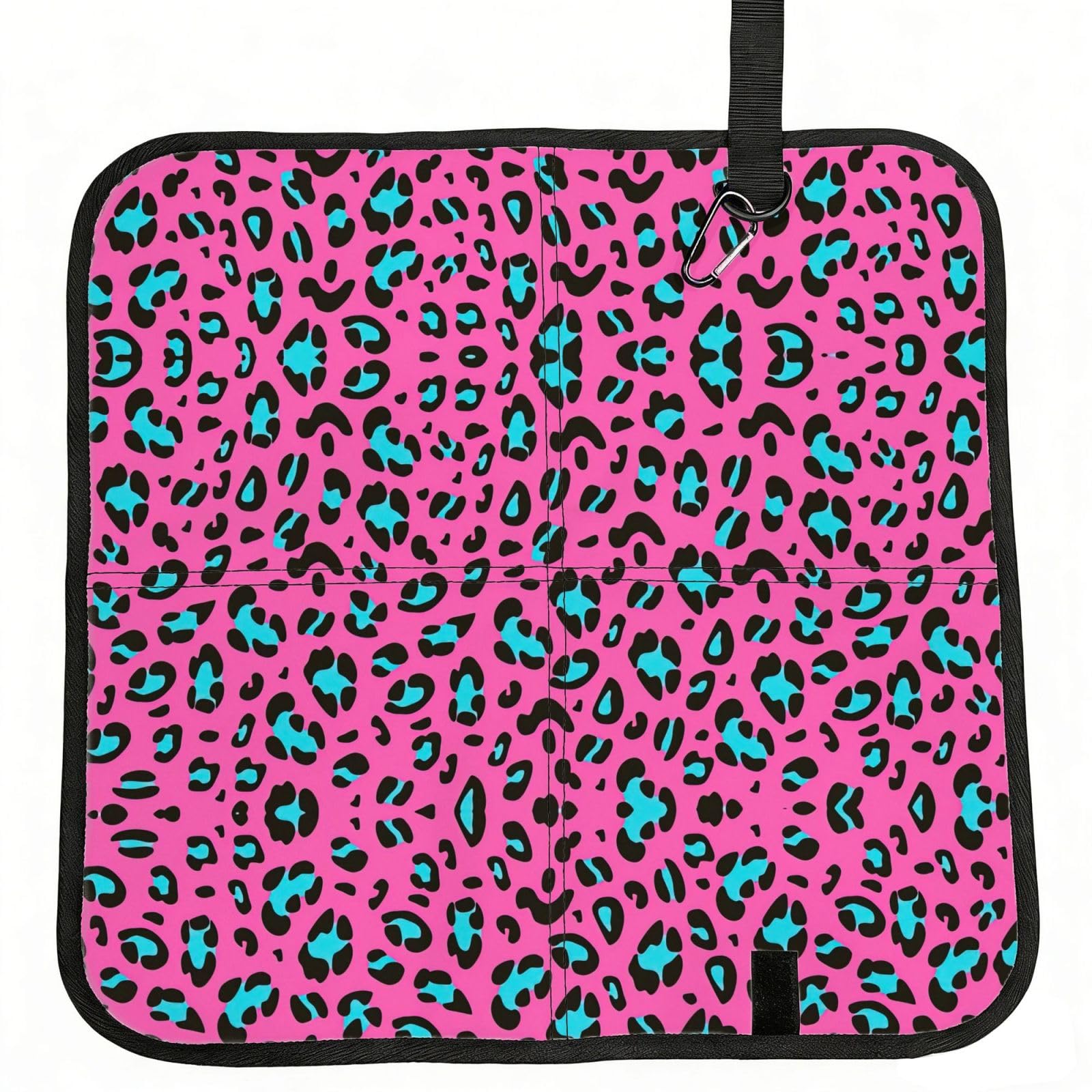 DEXNEL Cute Leopard Print Foldable Seat Cushion Portable Stadium Pad Waterproof Outdoor Camping Mat 15.8 X 15.8 Inches