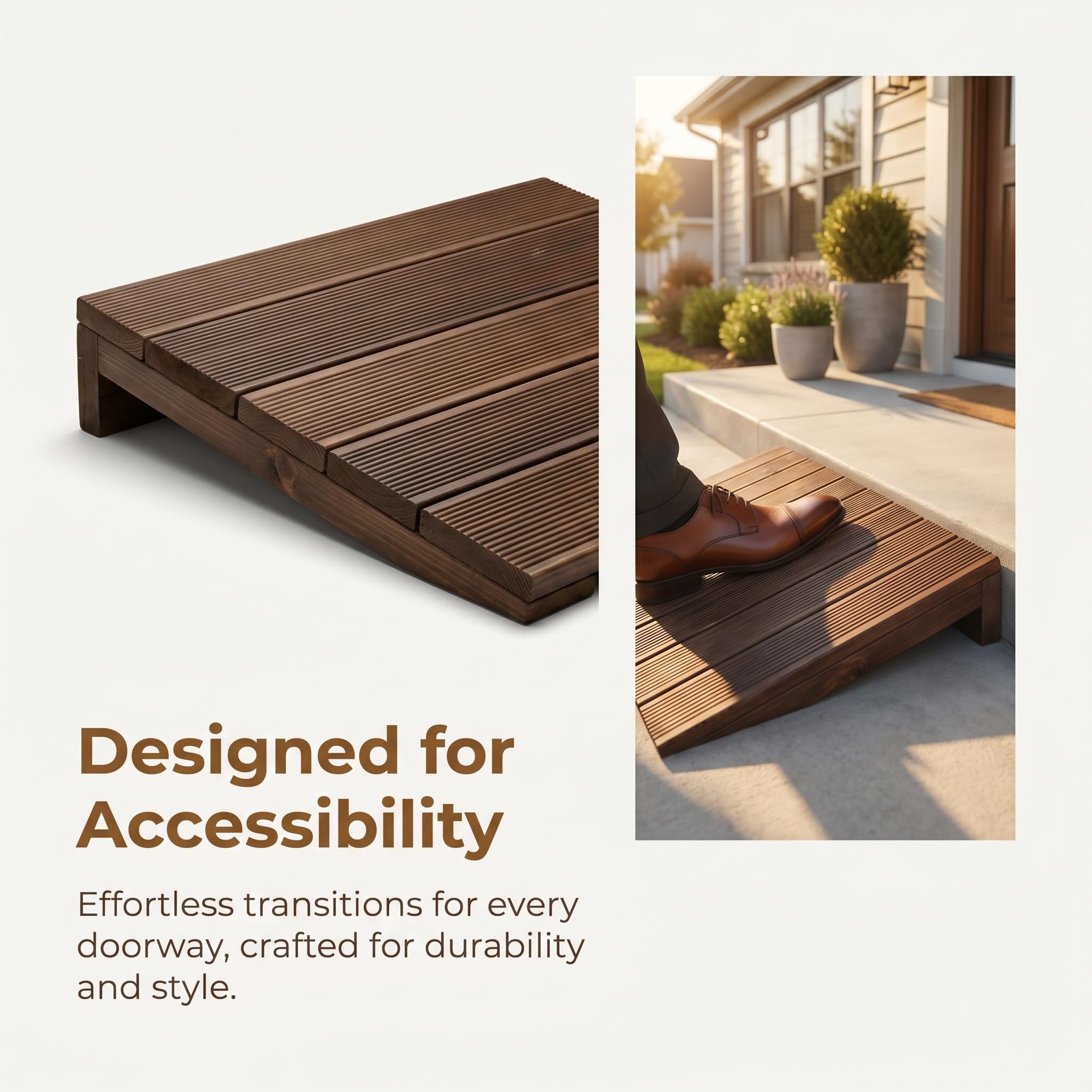 Rampa De Umbral De Madera De Alta Resistencia, Rampa Antideslizante para Puertas Y Escaleras Domésticas, Rampa De Acceso Ideal para Personas con Discapacidad, One Color 60-S