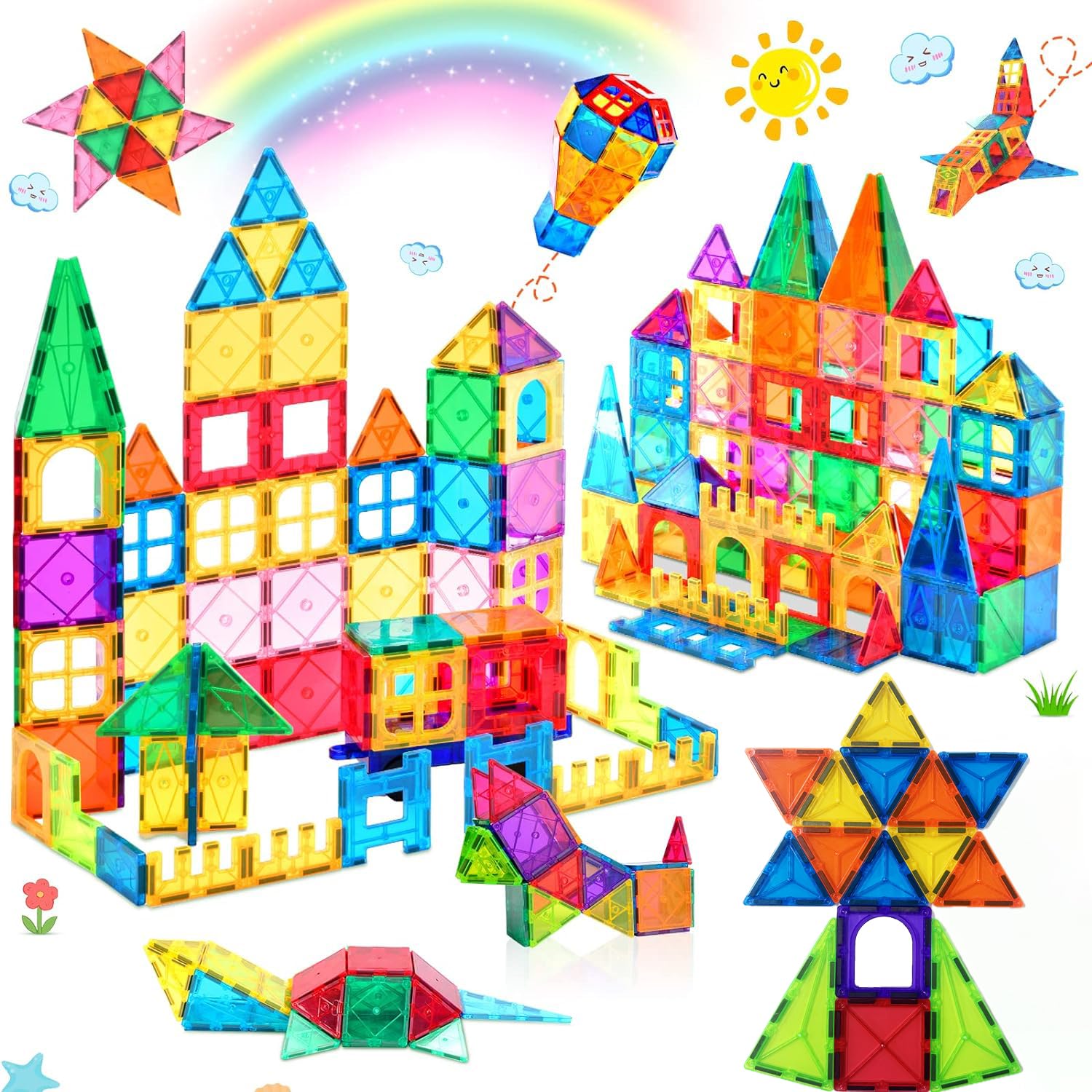 LATI Magnetic Tiles for Kids, Magnetic Blocks Building Sensory Montessori Toys STEM Educational Magnet Toy for Toddler Preschool Learning Construction Toys for Boys Girls Ages 3-8