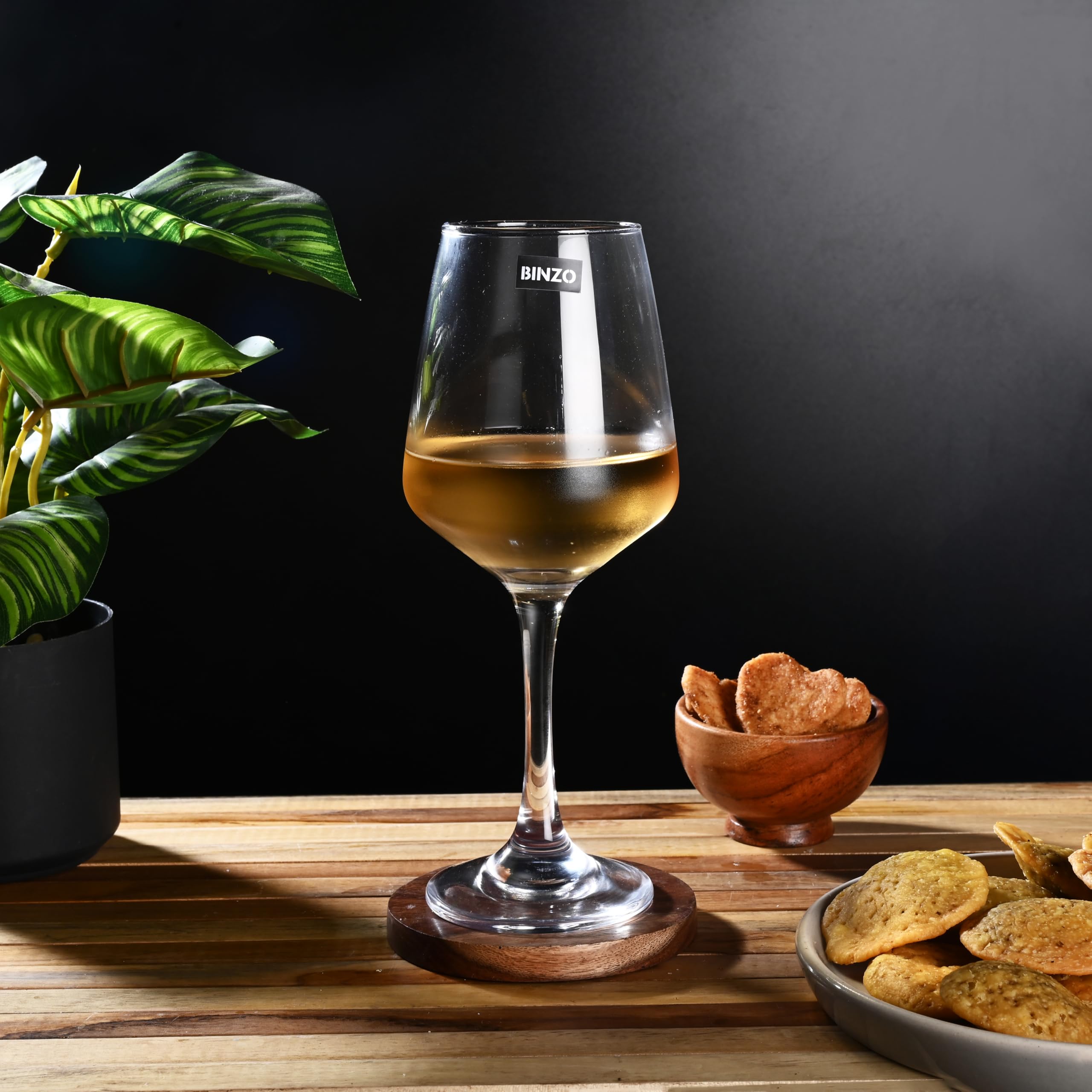 BINZO Glass Wine Glasses for Red Wines, White Wines, Set of 6, 430 ml, Dishwasher Safe, Perfect for Serving Wines, Pack of 6 3