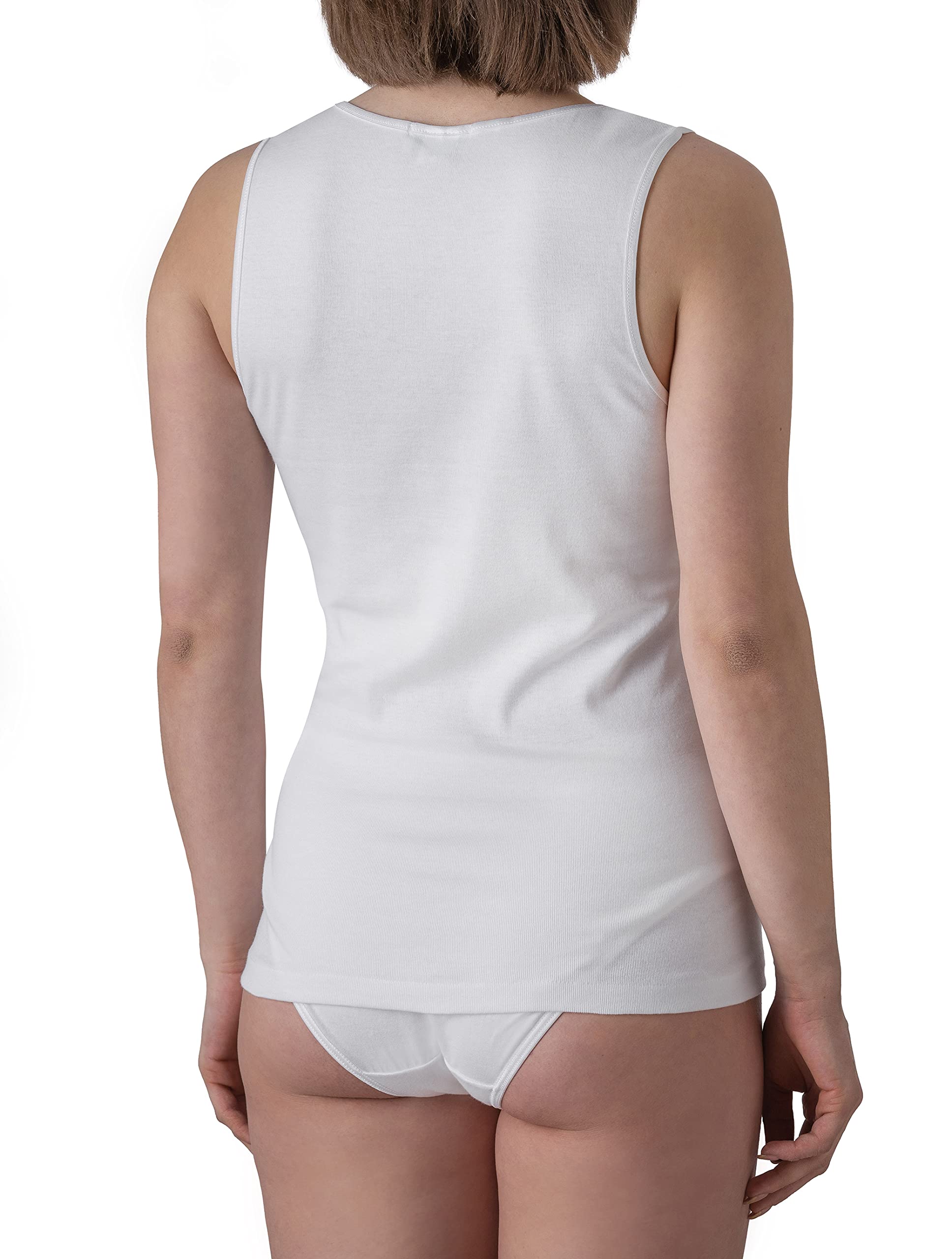 Confezione da 3 Camiciole Spalla Larga con Inserto Pizzo Donna Classico, Cotone Liscio, Top Canotta, Bianco, Traspiranti e Comode, Anche Taglie Forti