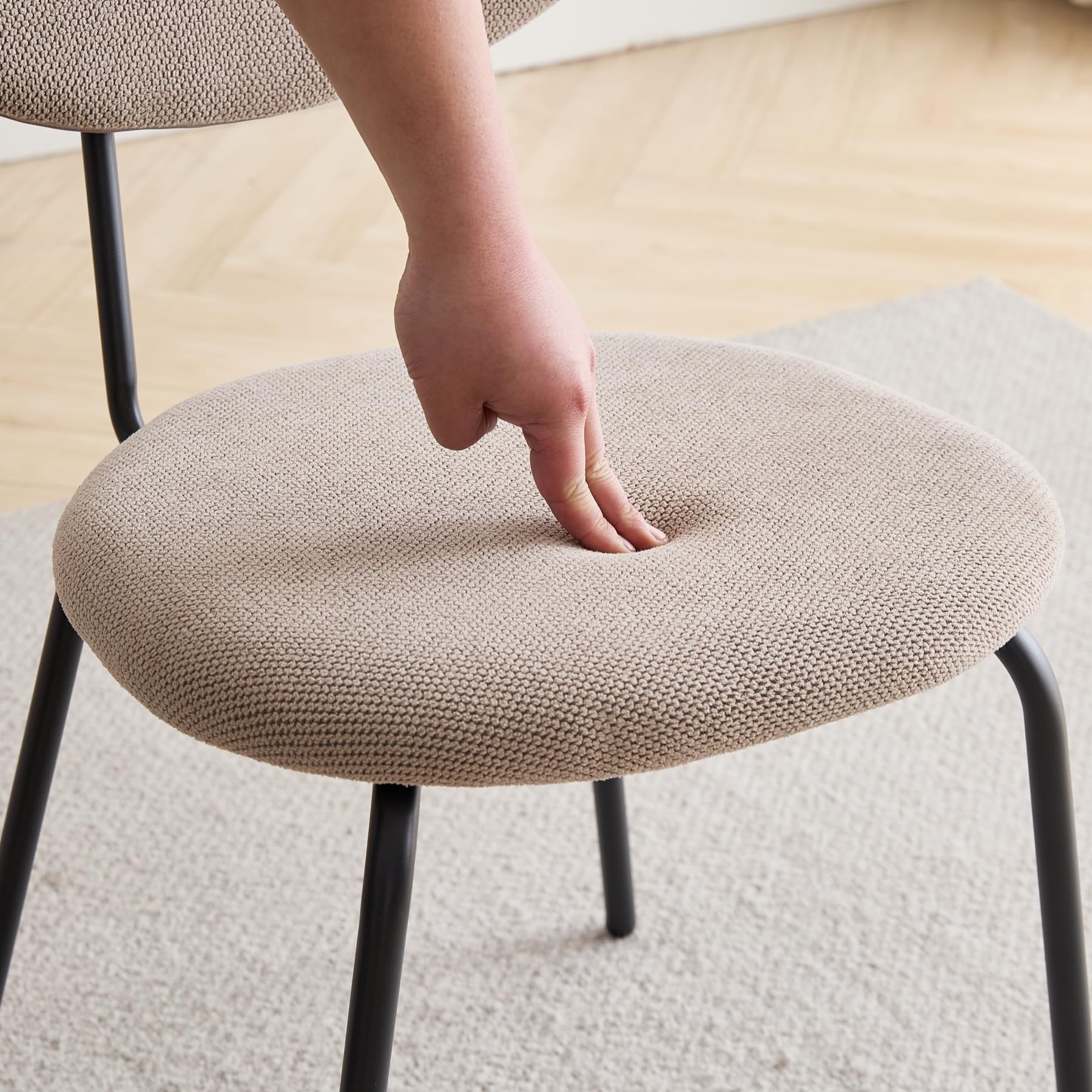 Set di 4 Sedie per Tavolo da Pranzo, Tavolo da Pranzo Rotondo in Legno da 100 cm, Sedie Moderne Impilabili per Sala da Pranzo, Cucina, Soggiorno (Chiaro + Kaki)