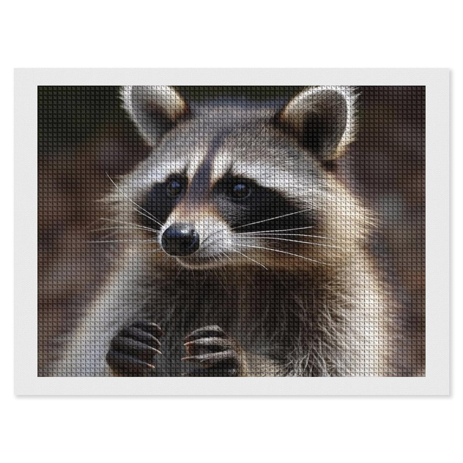 Raccoon Diamond Art Kits for Adults, DIY 5D Diamonds Painting Kits for Beginner, Round Full Drill Diamond Dots Painting, 12"x16" Diamonds Pictures Gem Art and Crafts Wall Decor