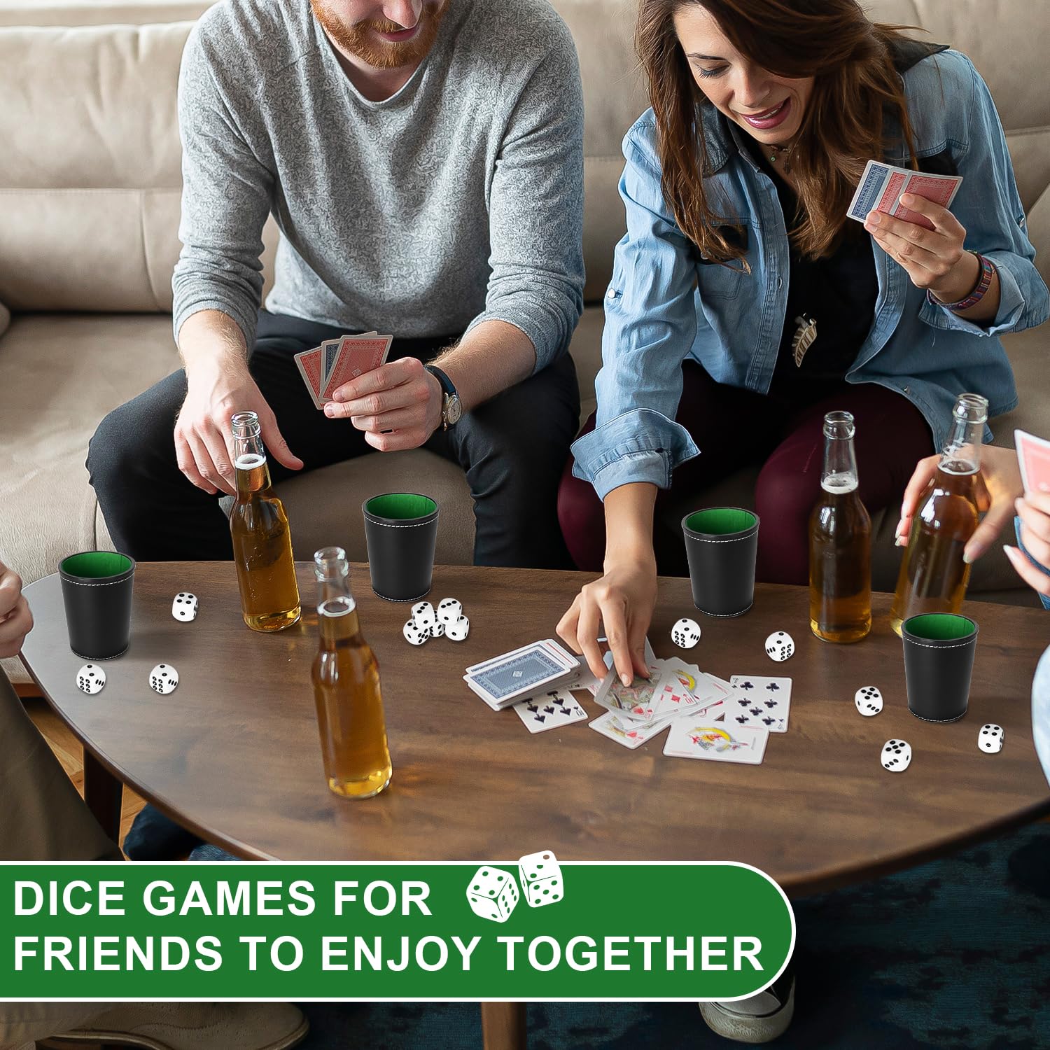 6 Piezas Juego de Tazas de Dados de Cuero con 36 Dados para Juegos de Mesa,Juegos de Fiesta y Reuniones Familiares