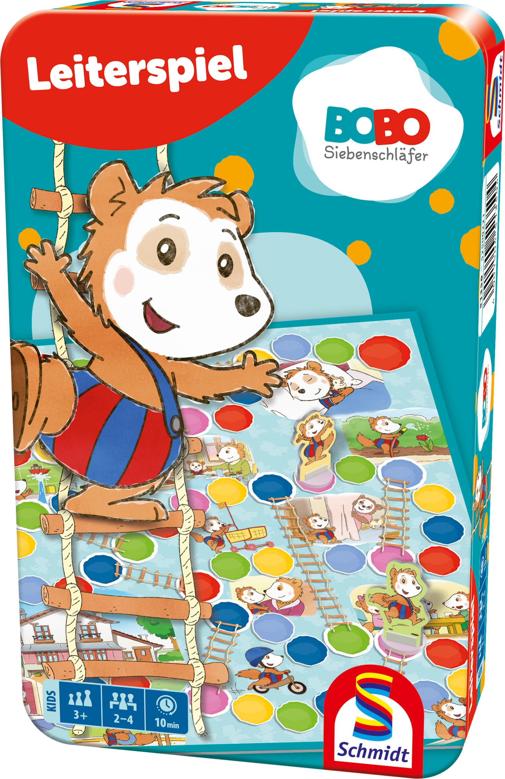 Schmidt Spiele 51350 Bobo Dormouse, Ladder Game, Travel Game, Bring Me with Game in a Metal Tin