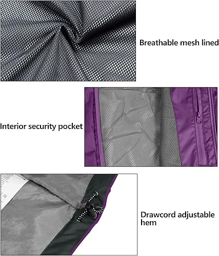 Miniatura 6 de Little Donkey Andy Chaqueta impermeable para mujer, ligera, cortavientos para exteriores, senderismo y viajes