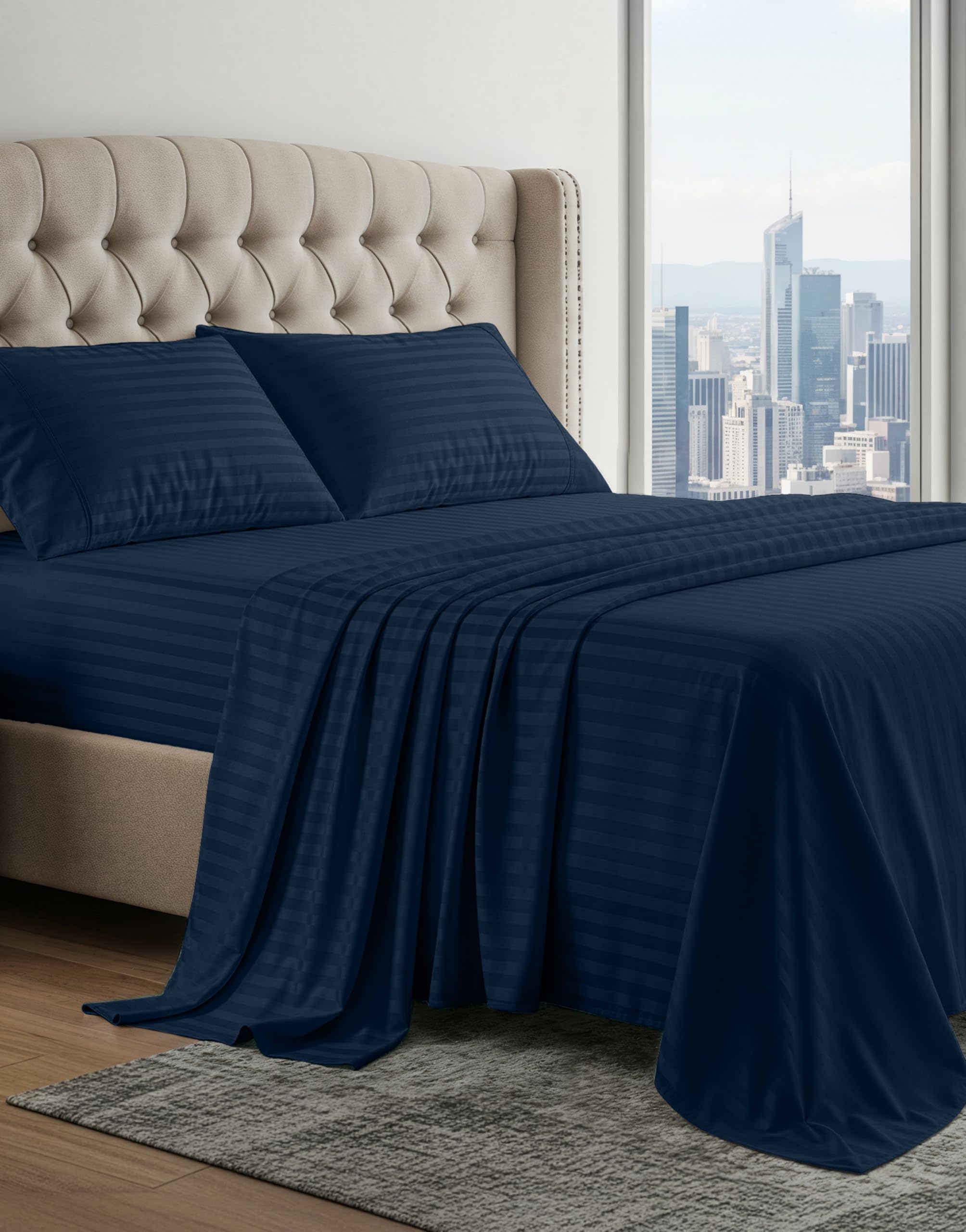 100% Egyptian Cotton Sheet Set Queen Size – Silky Sateen Weave Queen Sheet Set for Winter Sleep Comfort, 15" Snug Fit Deep Pocket, Breathable & Durable, Hotel-Quality Soft Luxury You Can Feel - Taupe — view 67