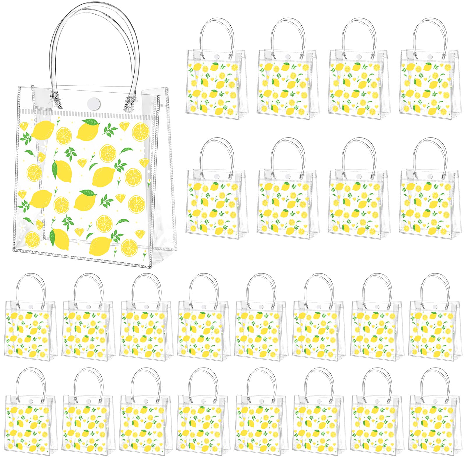 Tioncy 24 Pcs Lemon Party Favor Bags PVC Gift Lemon Snacks Bags