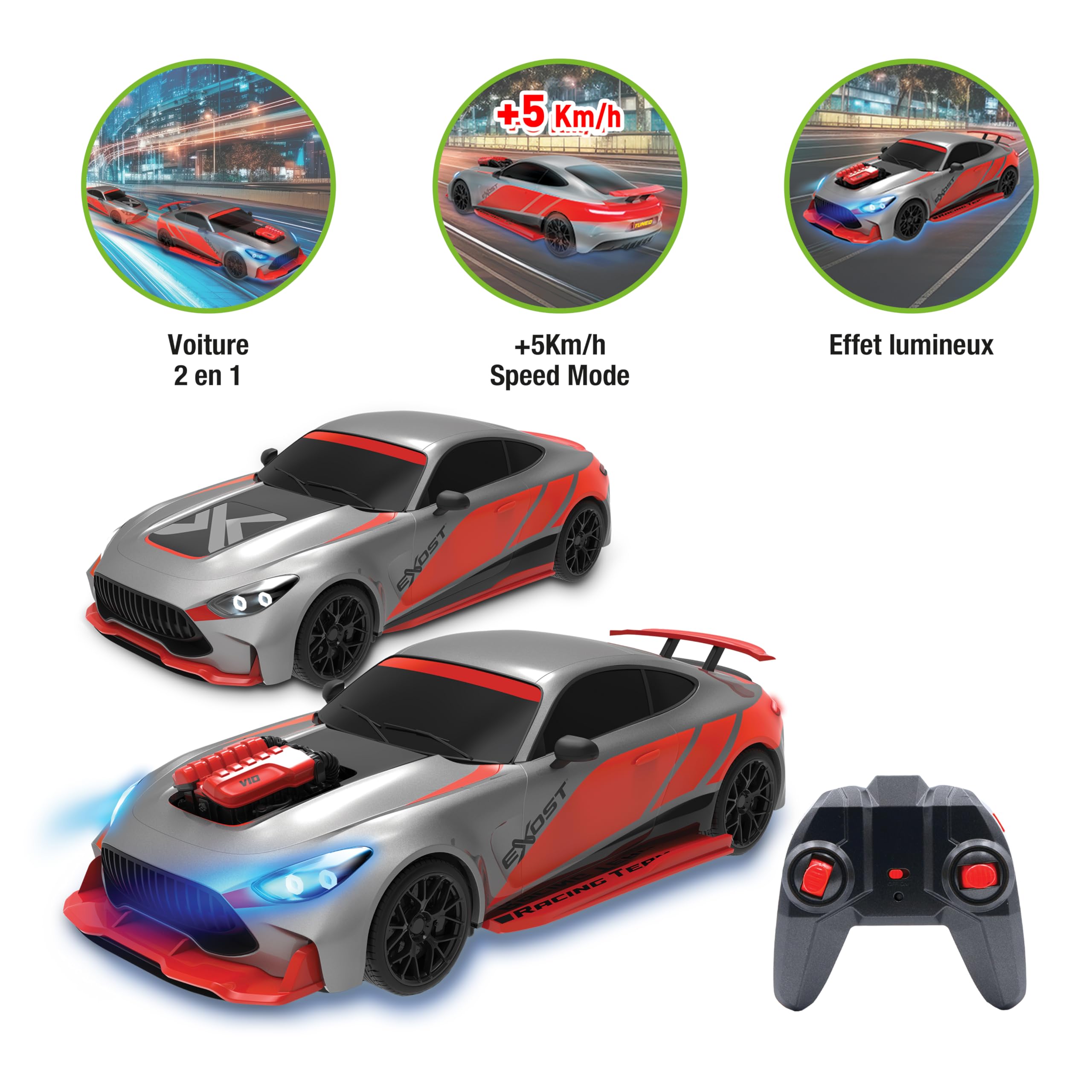 Exost Nitro Shift – transformowalny zdalnie sterowany samochód skala 1:16 – prędkość 15 km/h – zasięg 25 m – akumulator do ponownego ładowania – zabawka dla dzieci od 5 lat