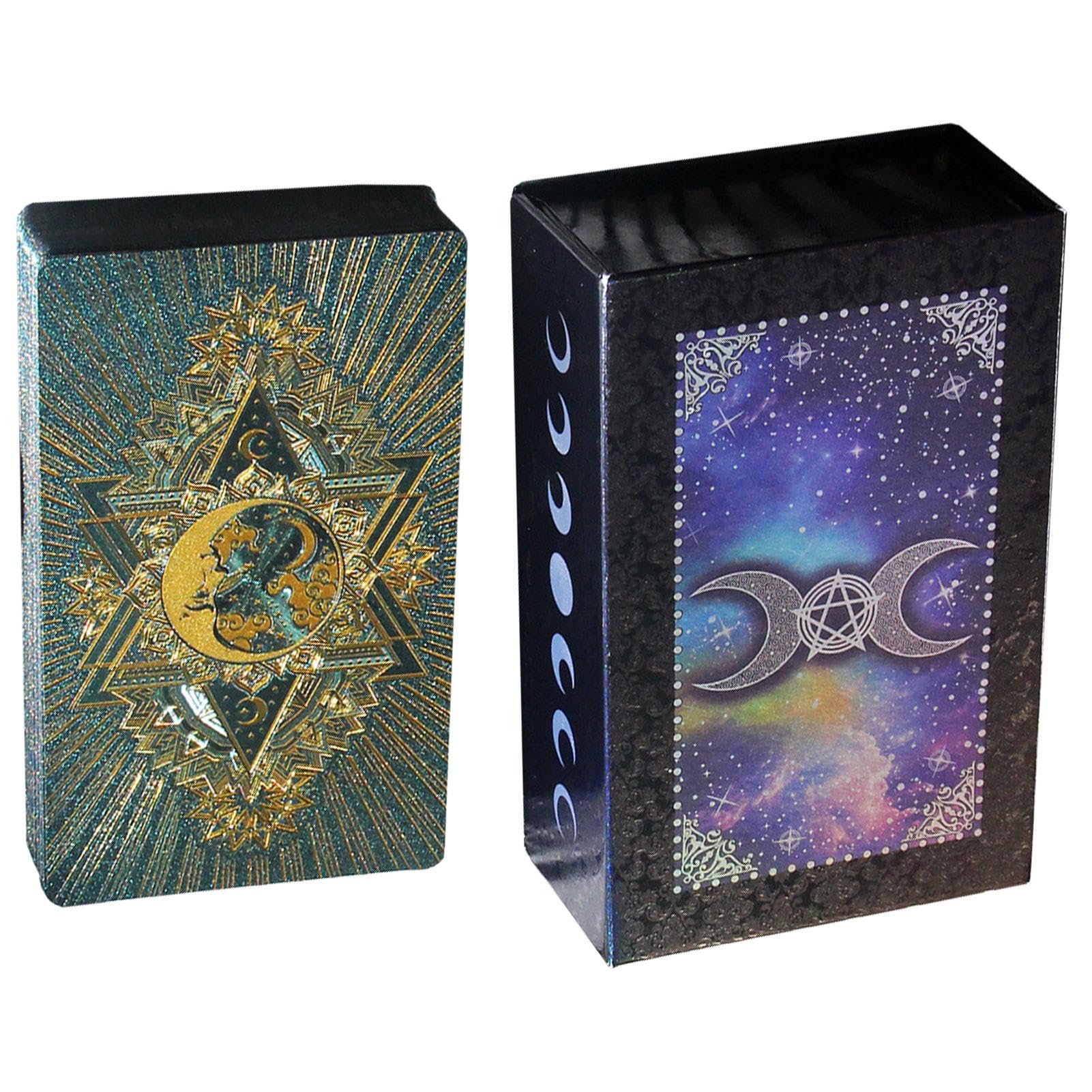 Pzuryhg Gold Foil Tarot Cards, 80 Pieces, 12 x 7 cm, Original Tarot Cards, Tarot for Beginners, PET Divination Tools, Tarot Reading Cards