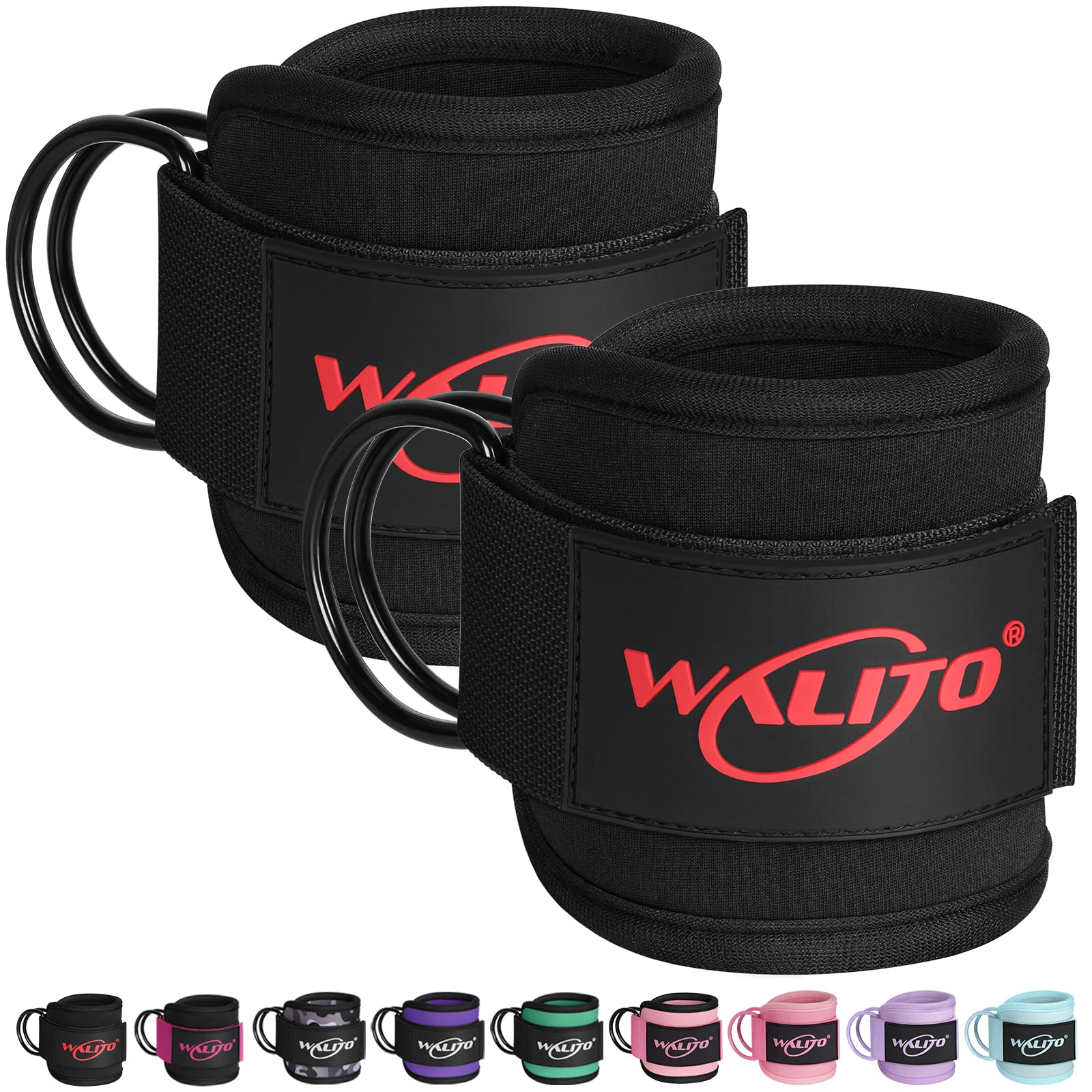 WALITO Gym Ankle Straps for Cable Machines Women & Men - Glute Kickback Ankle Cuff, Adjustable Cable Machine Accessories for Leg Extensions, Hip Abductors & Lower Body Workouts