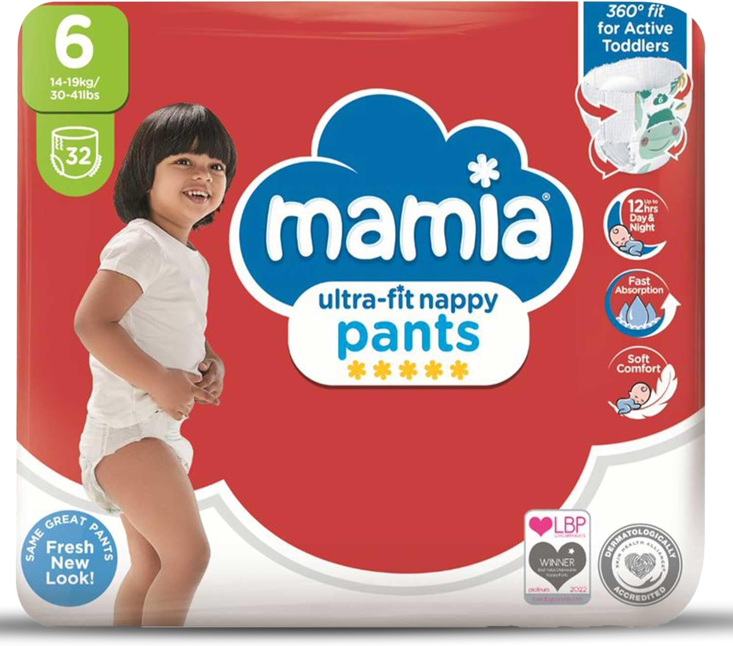 Mamia Newborn Nappy Pants Size 6(1 x Pack of 32)
