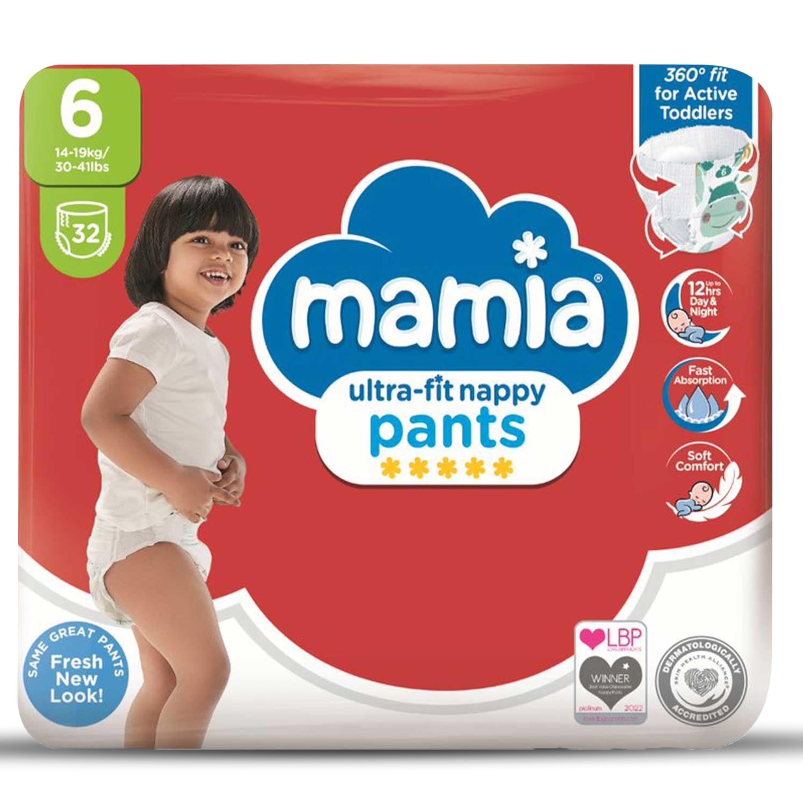 Mamia Newborn Nappy Pants Size 6(1 x Pack of 32)