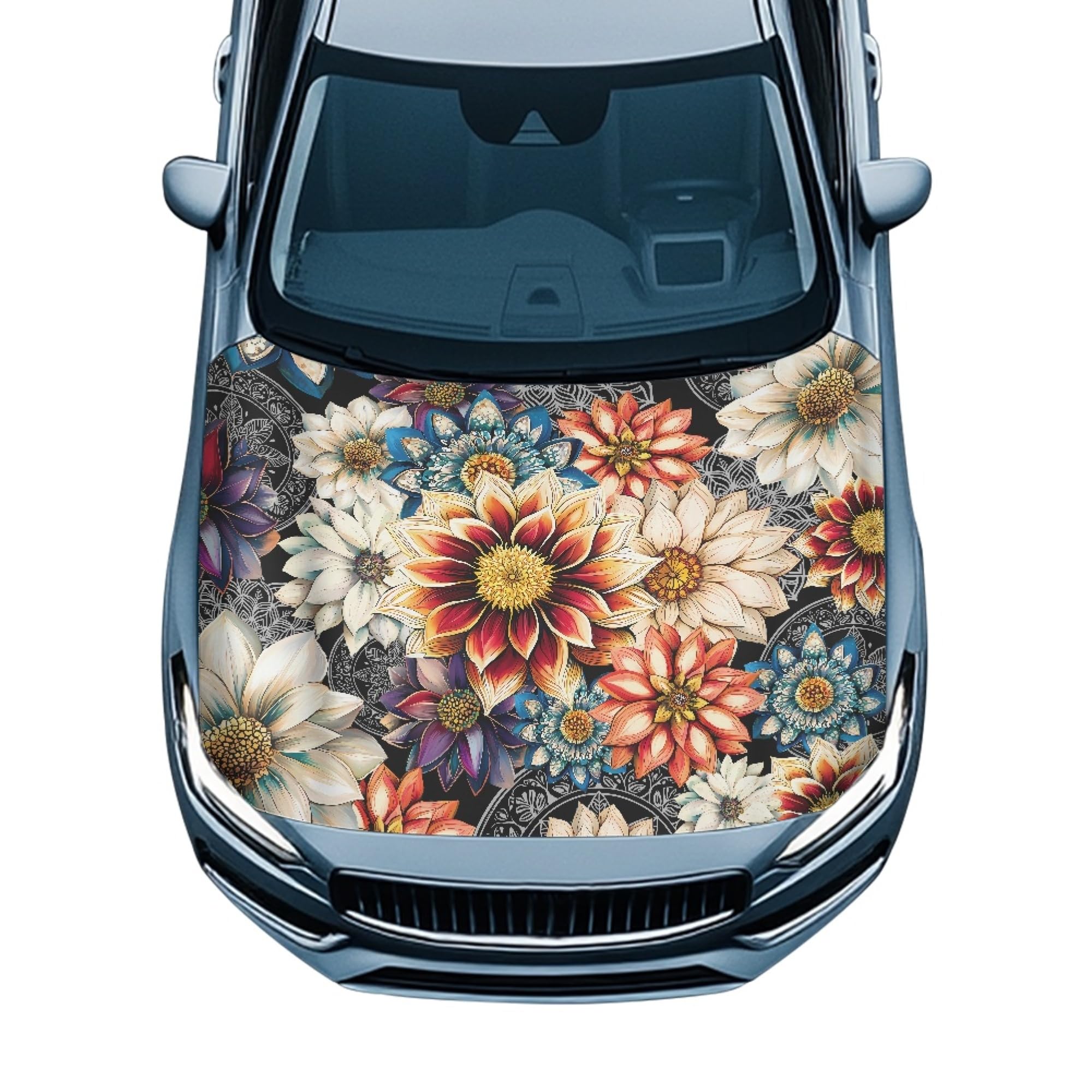 NDISTIN Dahlia - Funda protectora elástica para capó delantero de coche, fácil de instalar, para sedanes y sedanes