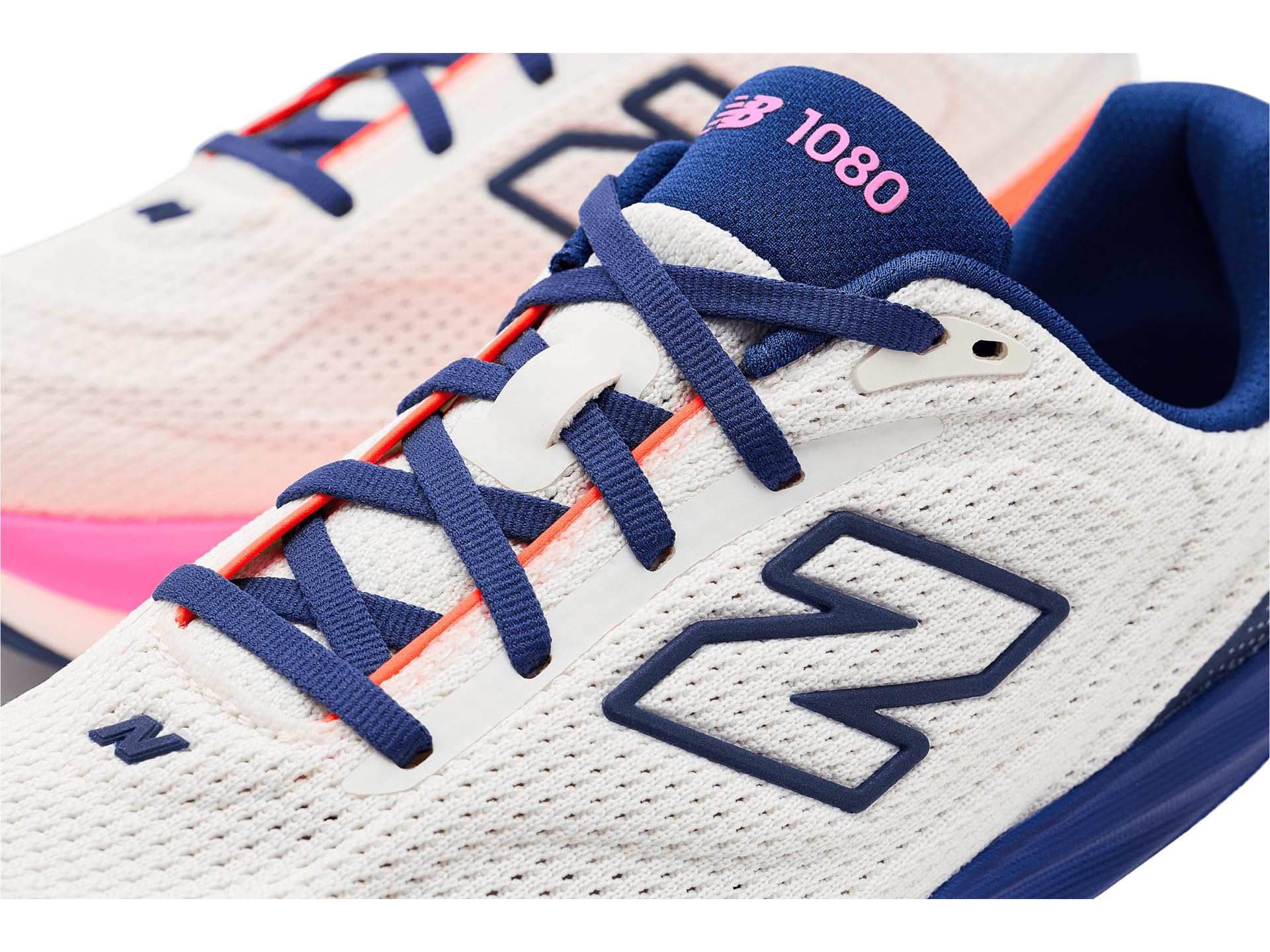 New Balance Fresh Foam X damskie buty do biegania, biało-granatowy, różowy, lekka i responsywna podeszwa środkowa Drop 6 mm, 206 g