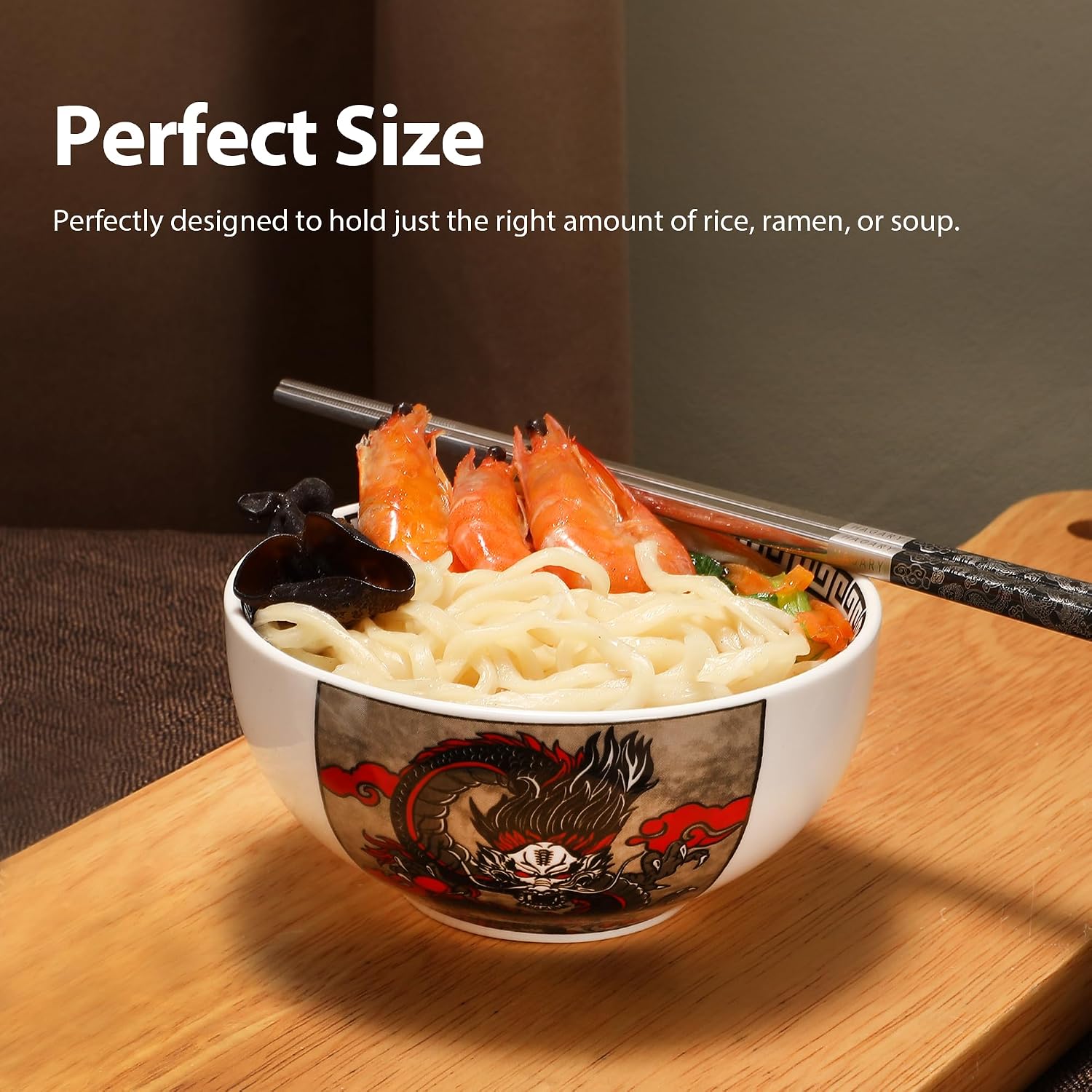Hagary Dragon Rice Bowl Ceramic Bowl Japanese Korean Soup Bowl Pasta Salad Dessert Small Serving Bowl Housewarming Wedding Gifts Designed in Korea (No chopsticks) (Black, 10 oz – 1pc)