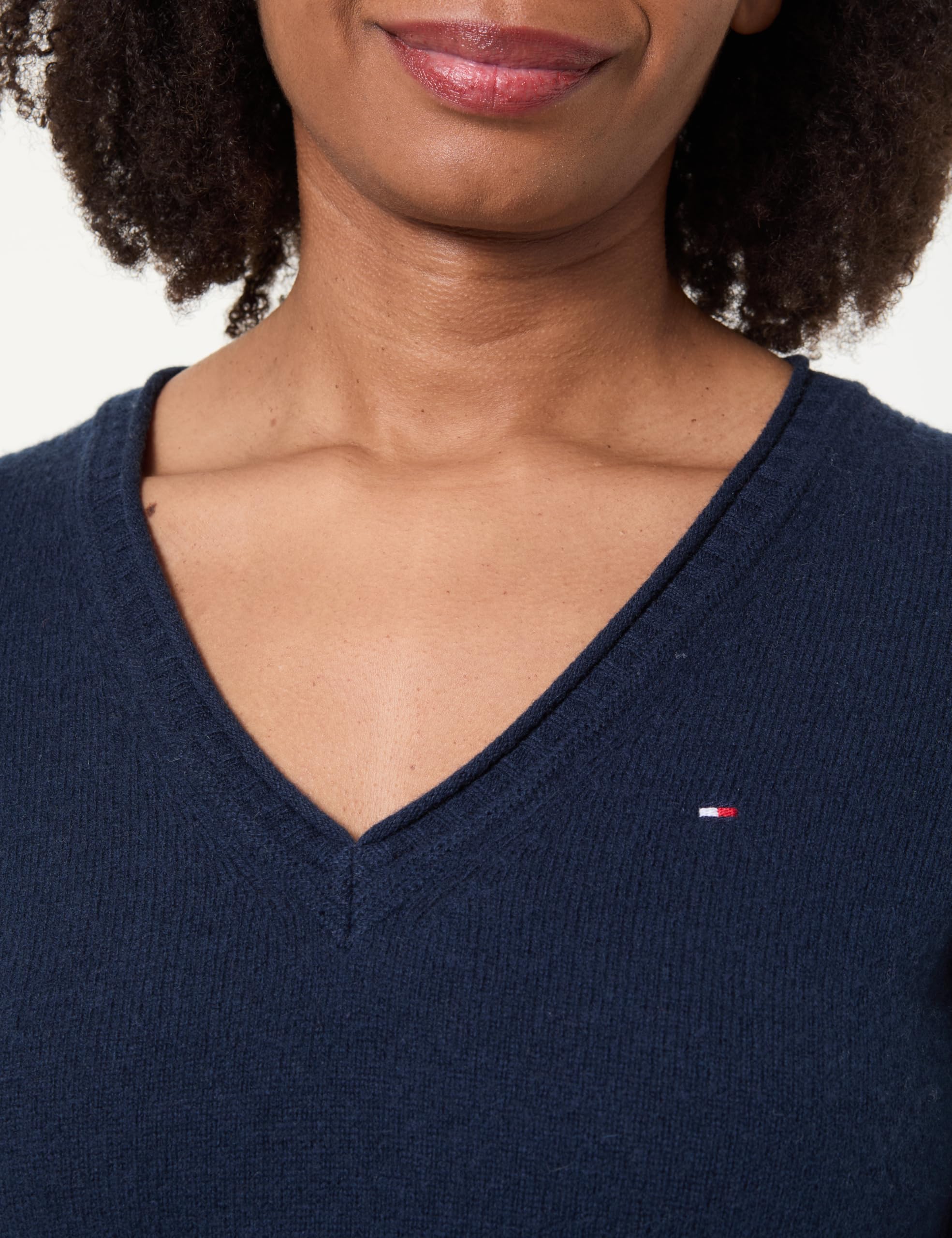 Tommy Hilfiger Donna Pullover Soft Wool con Scollo a V